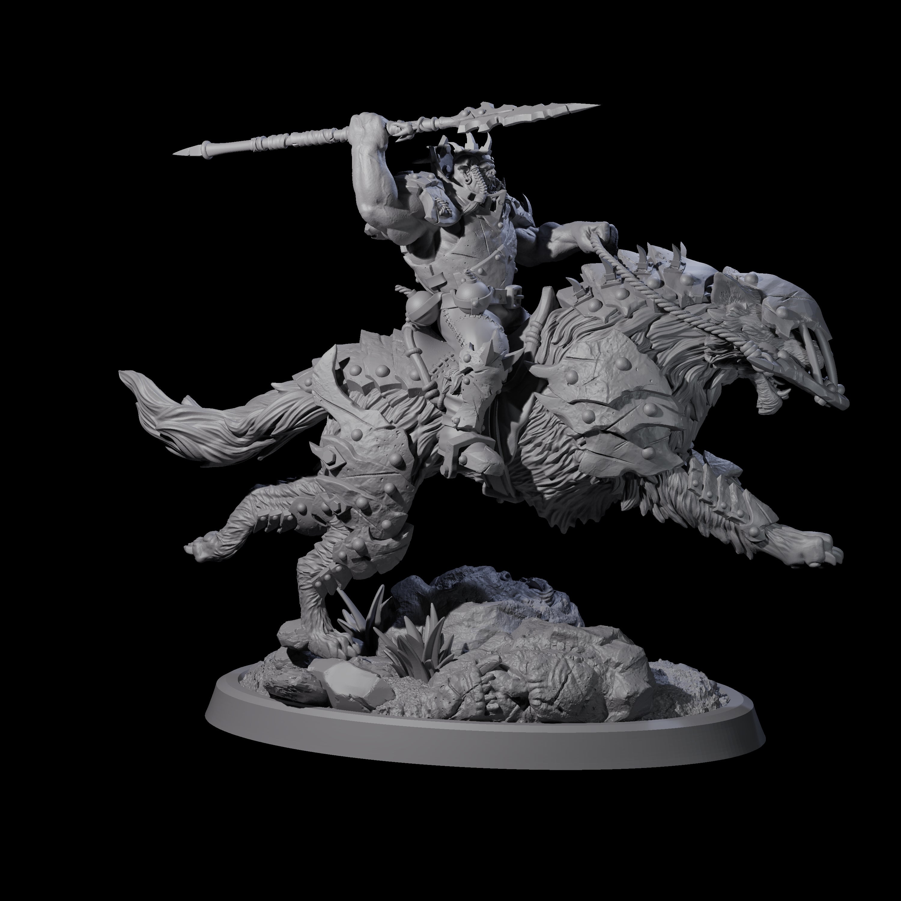 Ironclad Orc Warg Rider B Miniature for Dungeons and Dragons, Pathfinder or other TTRPGs