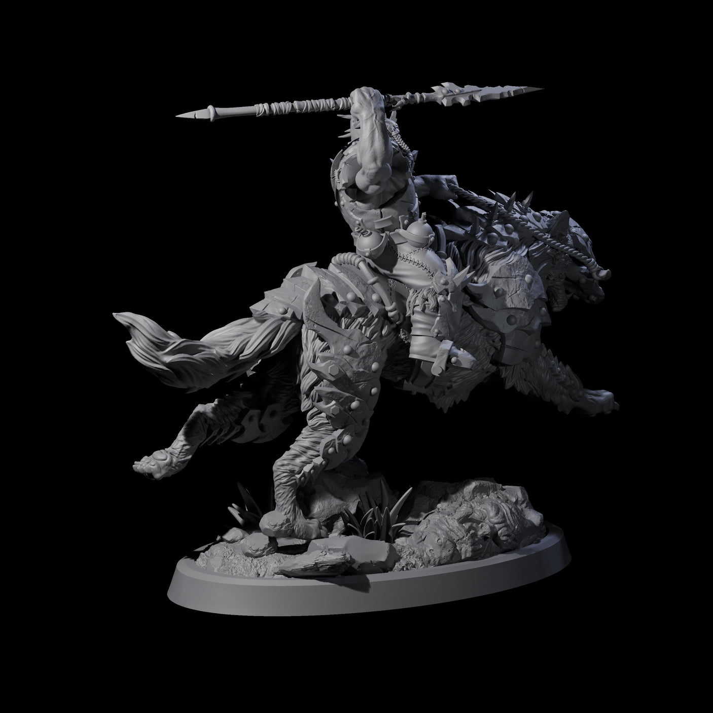 Ironclad Orc Warg Rider B Miniature for Dungeons and Dragons, Pathfinder or other TTRPGs
