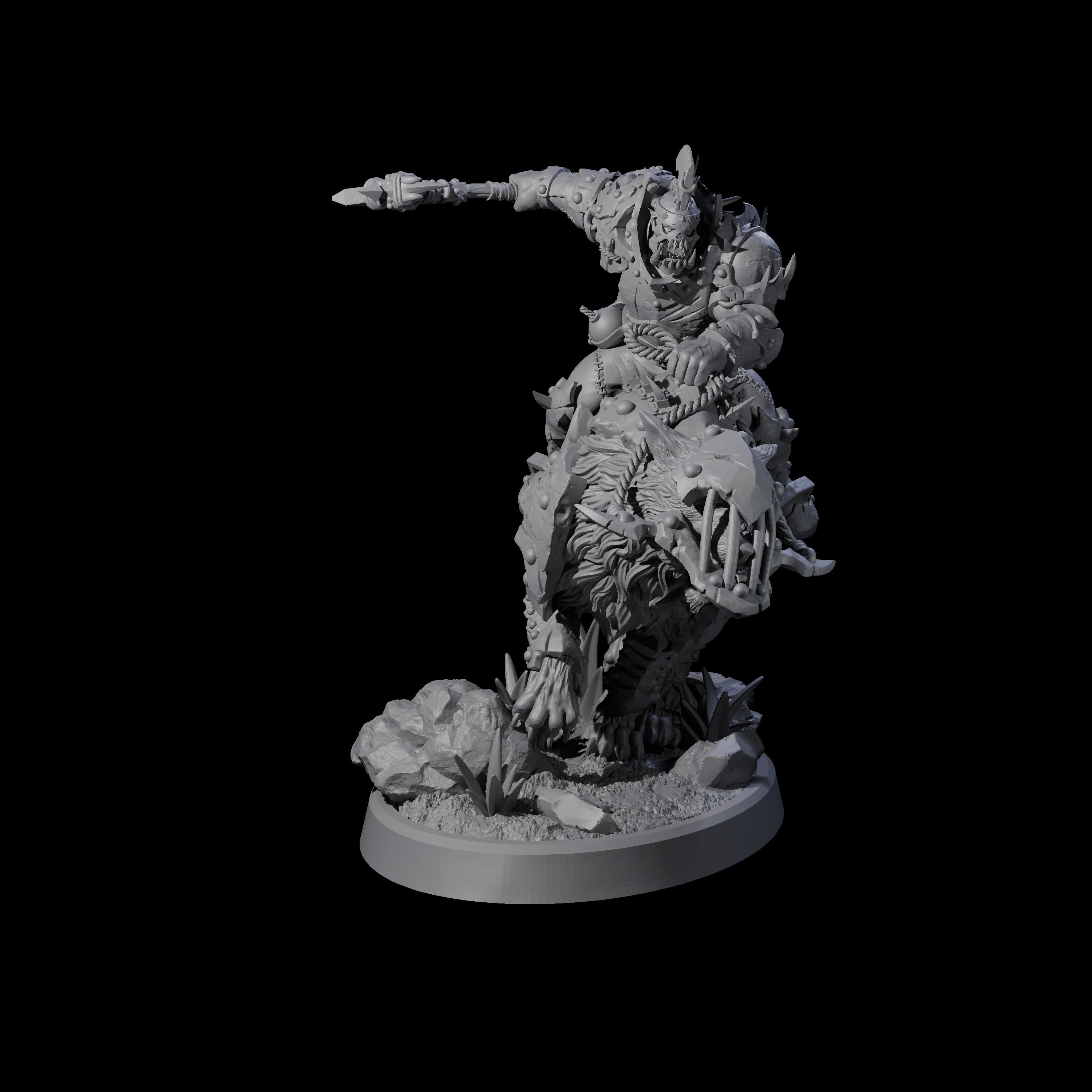 Ironclad Orc Warg Rider C Miniature for Dungeons and Dragons, Pathfinder or other TTRPGs