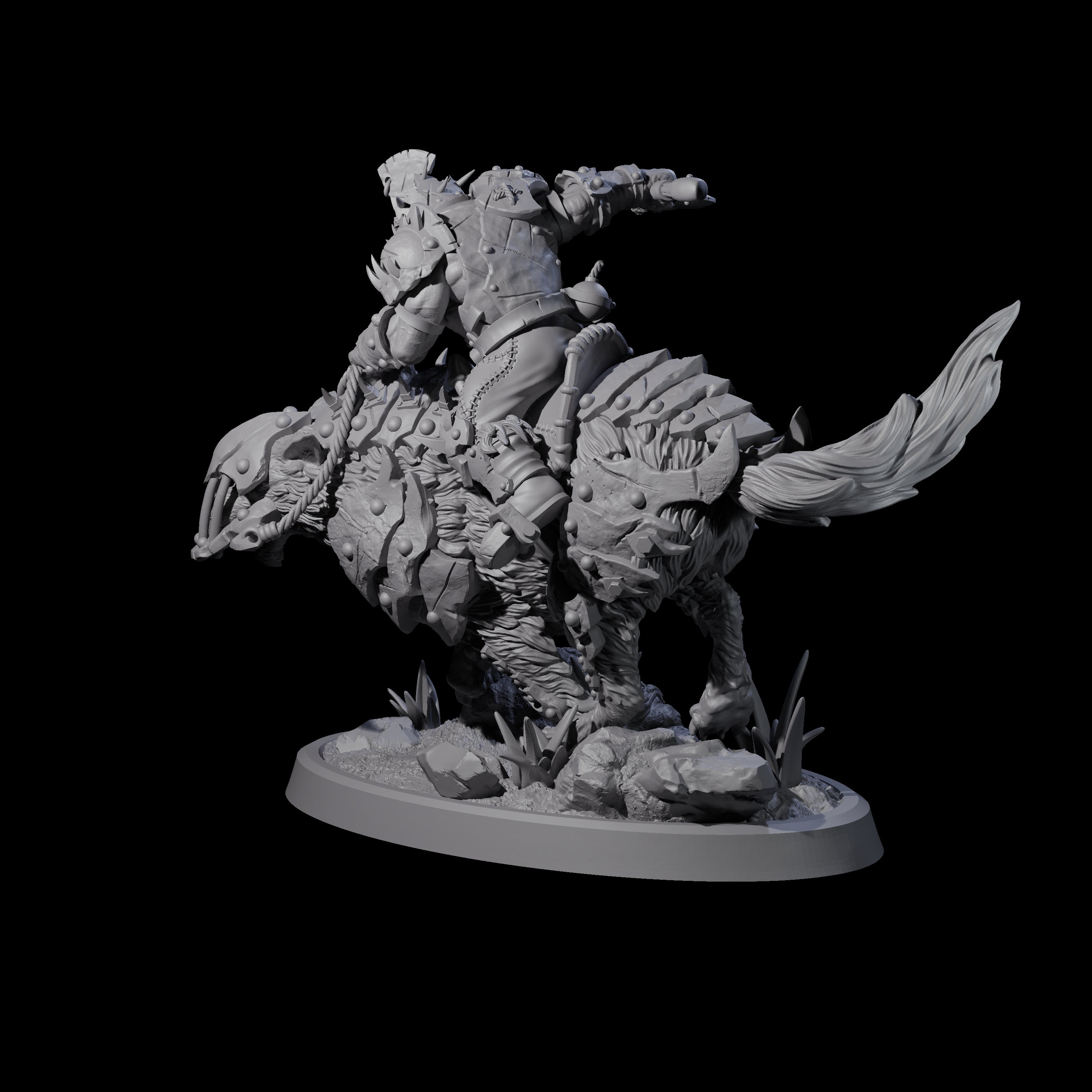 Ironclad Orc Warg Rider C Miniature for Dungeons and Dragons, Pathfinder or other TTRPGs
