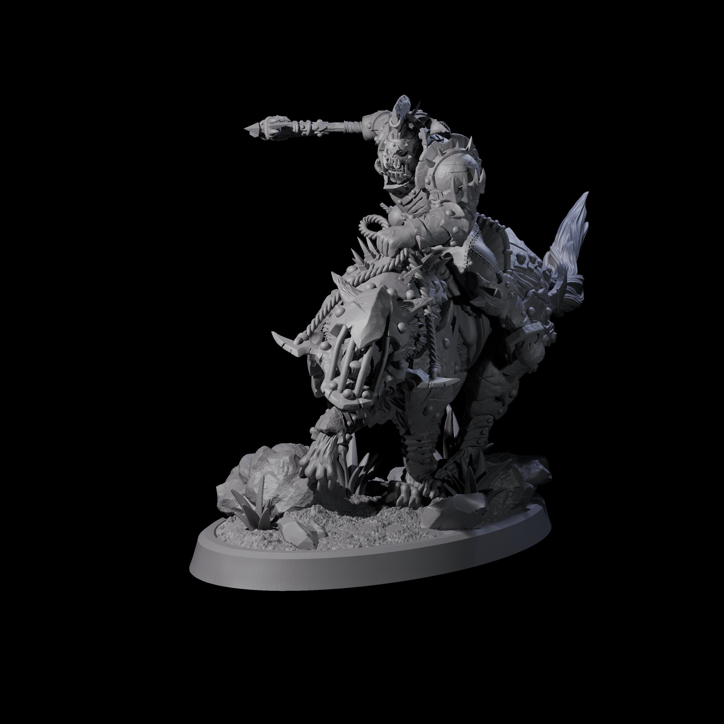 Ironclad Orc Warg Rider C Miniature for Dungeons and Dragons, Pathfinder or other TTRPGs