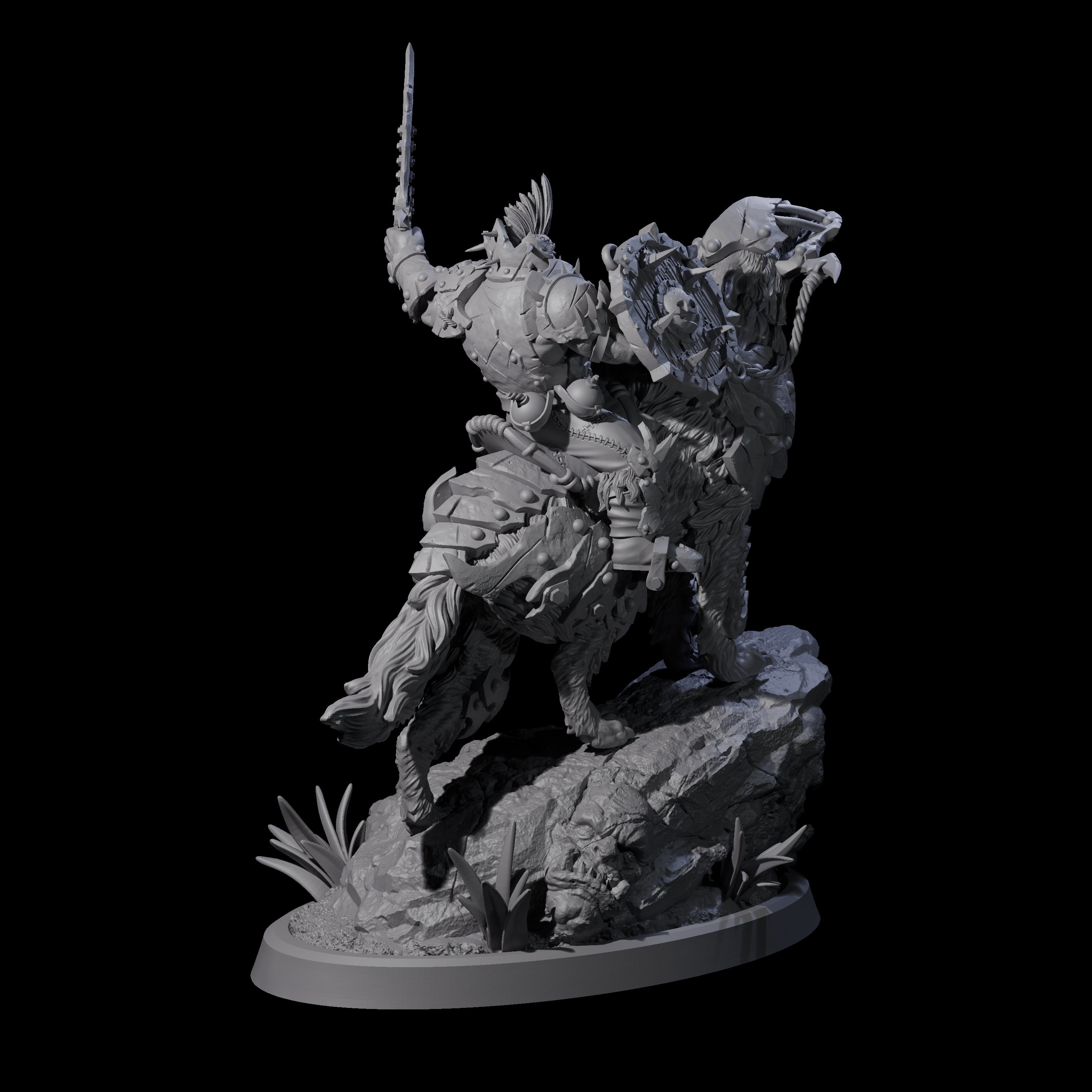 Ironclad Orc Warg Rider D Miniature for Dungeons and Dragons, Pathfinder or other TTRPGs