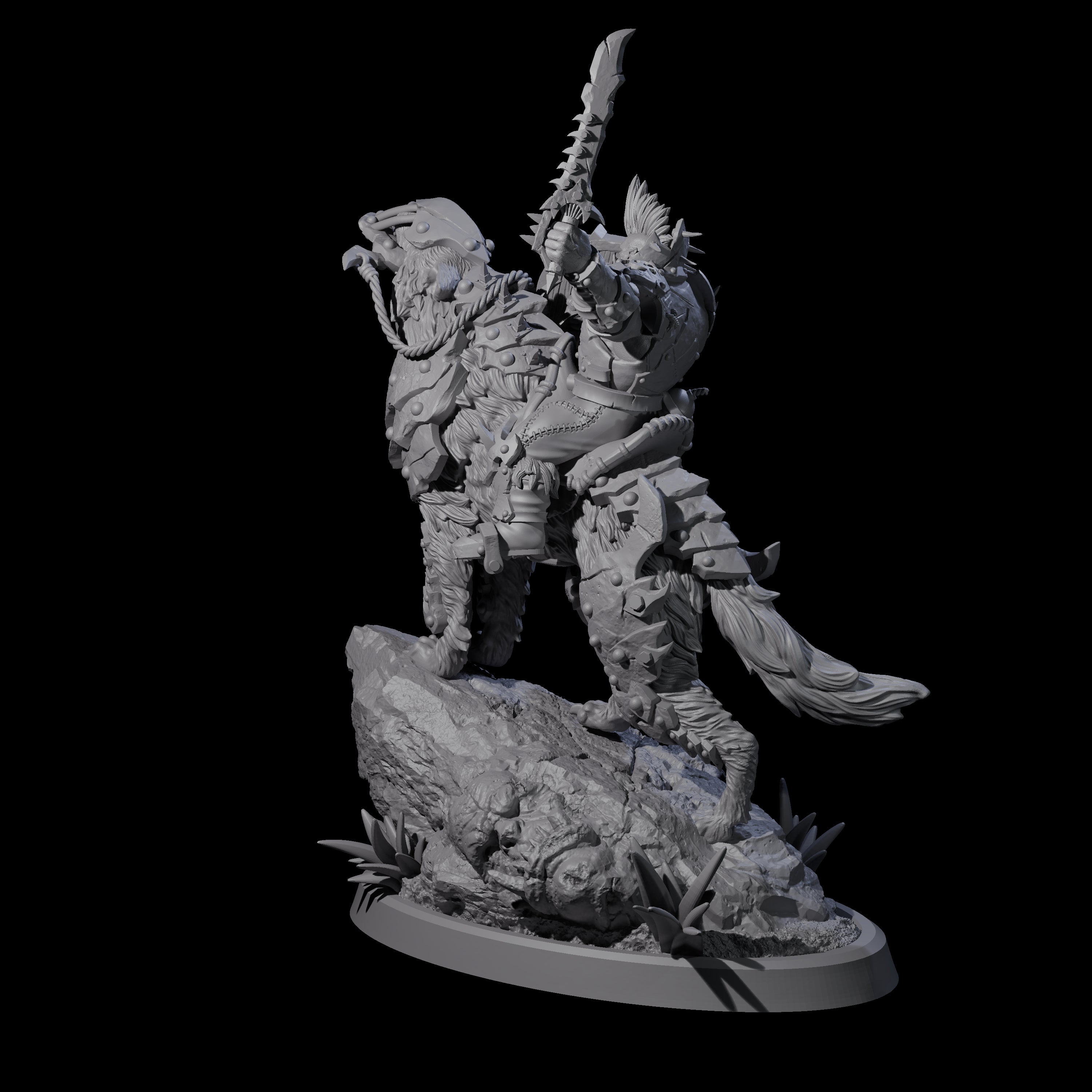 Ironclad Orc Warg Rider D Miniature for Dungeons and Dragons, Pathfinder or other TTRPGs