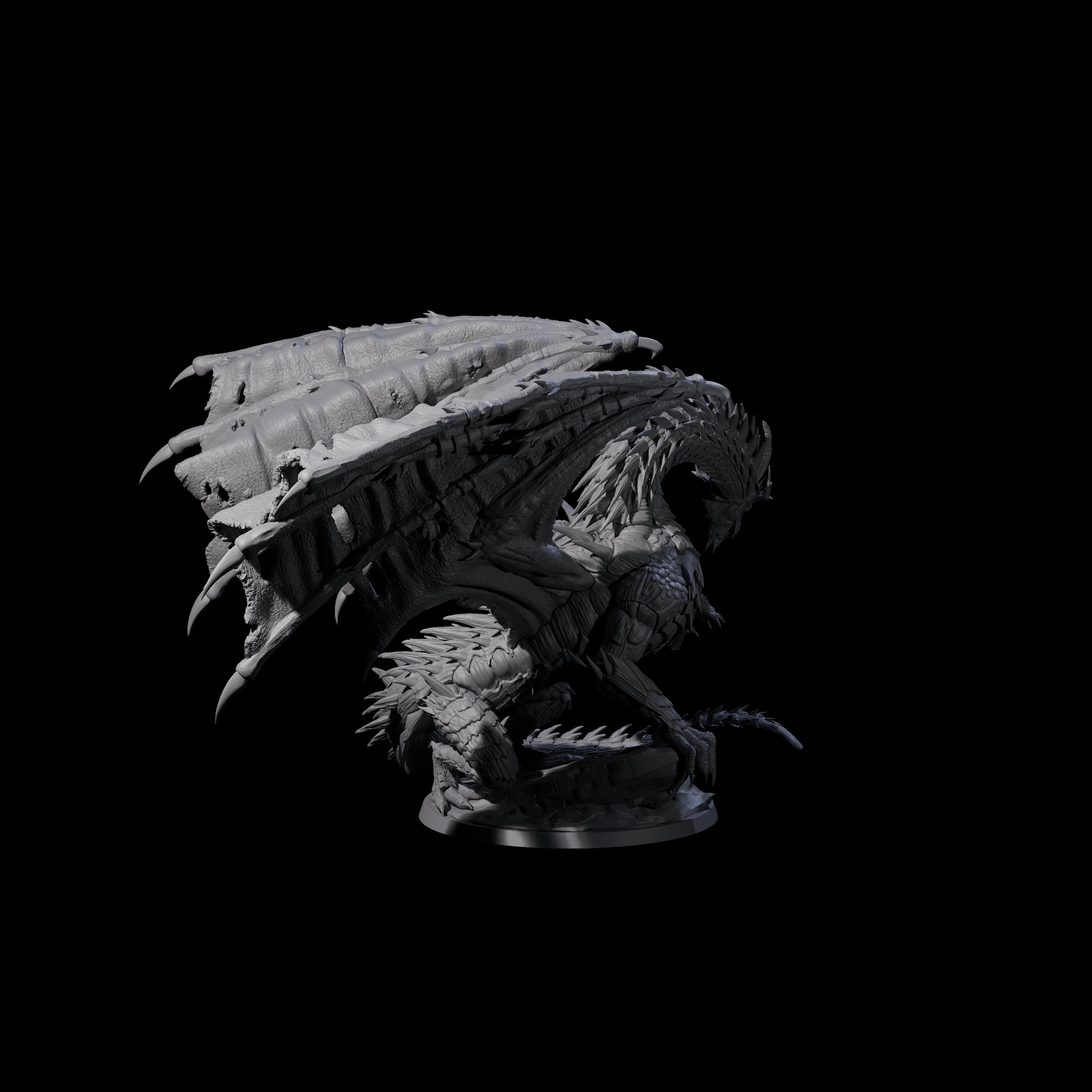 Jagged Black Dragon Miniature for Dungeons and Dragons, Pathfinder or other TTRPGs