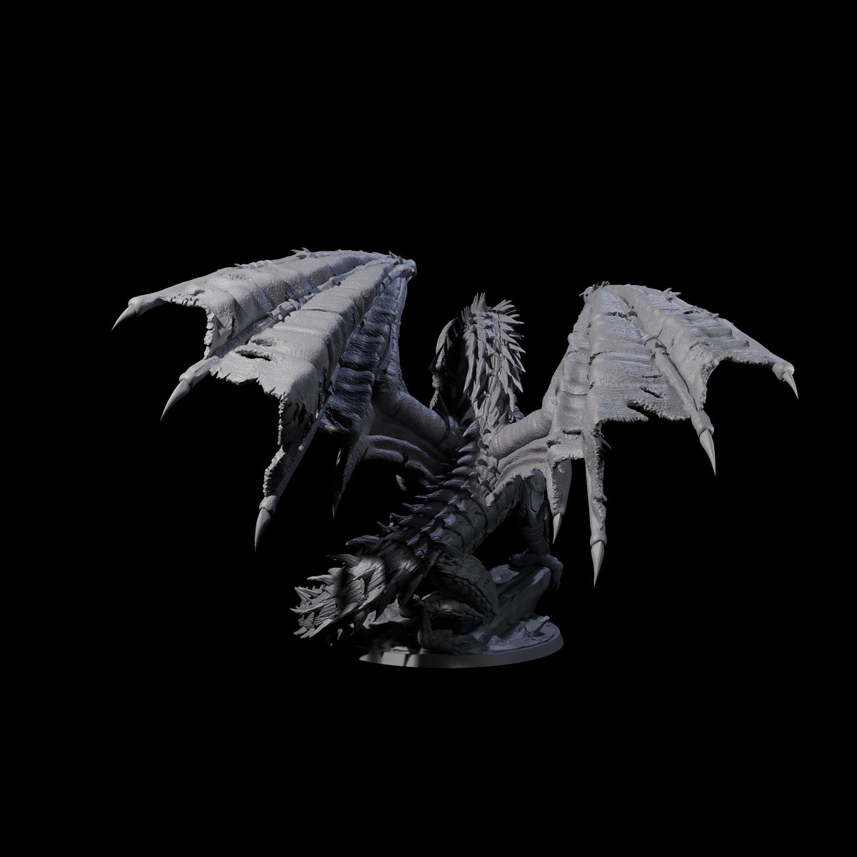 Jagged Black Dragon Miniature for Dungeons and Dragons, Pathfinder or other TTRPGs
