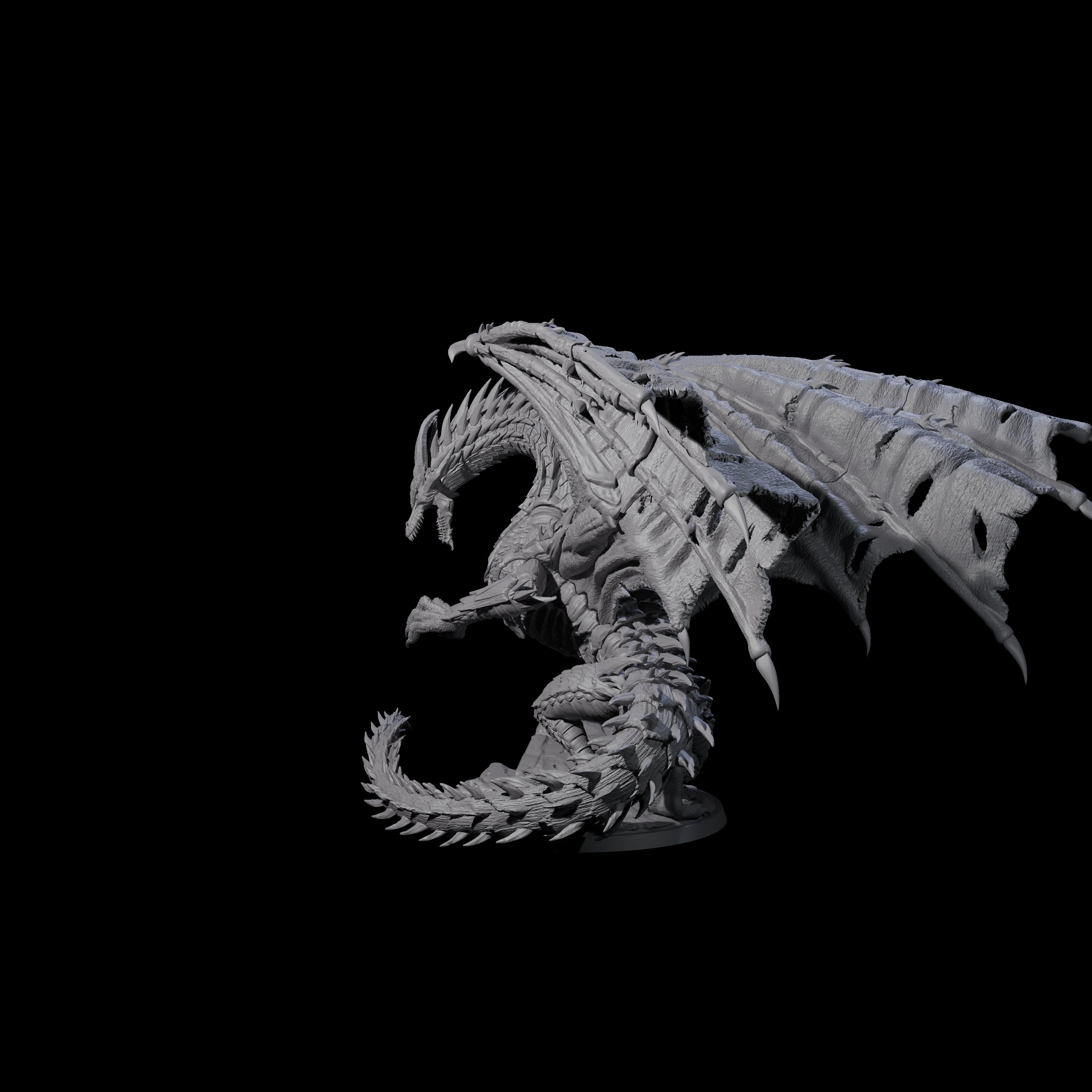 Jagged Black Dragon Miniature for Dungeons and Dragons, Pathfinder or other TTRPGs