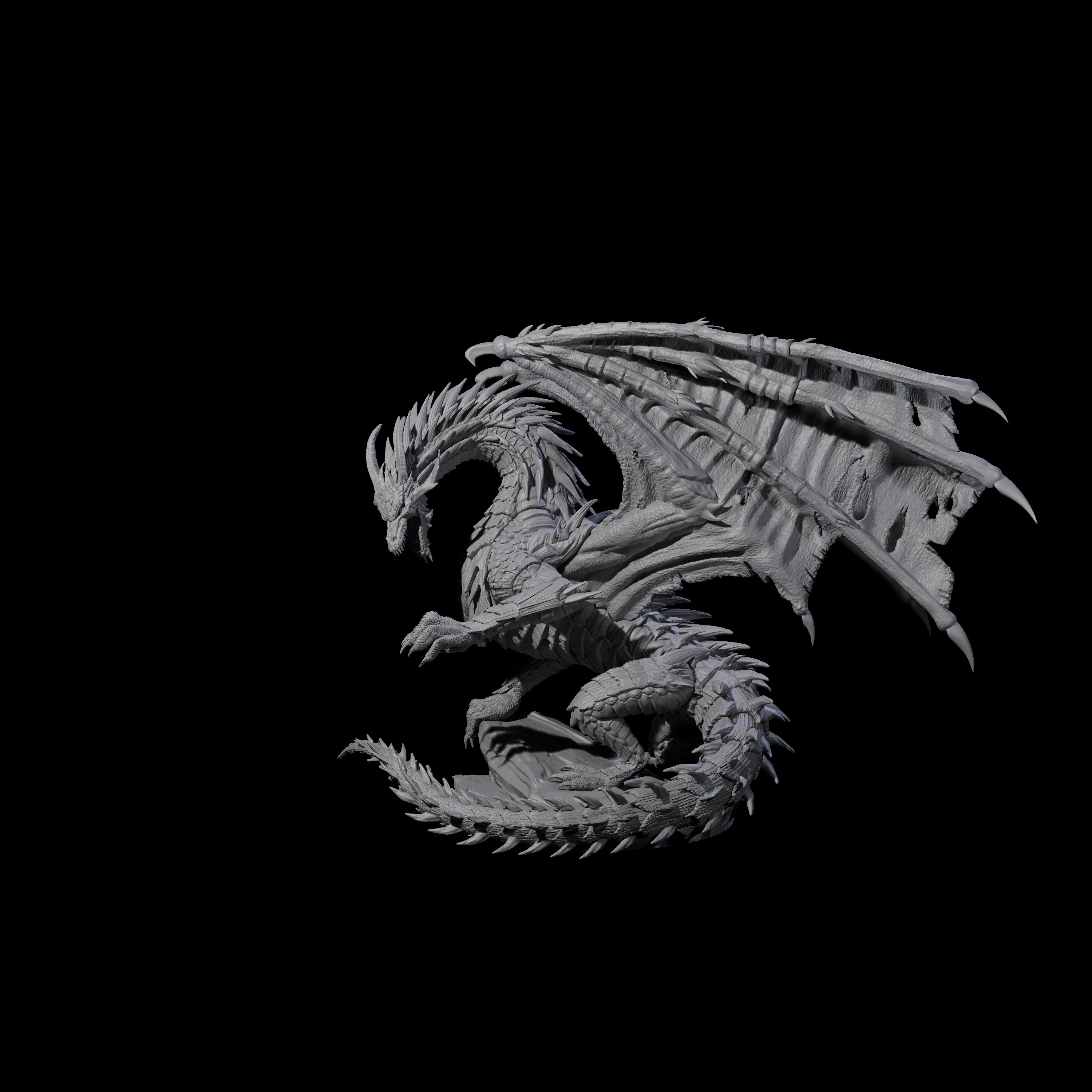 Jagged Black Dragon Miniature for Dungeons and Dragons, Pathfinder or other TTRPGs