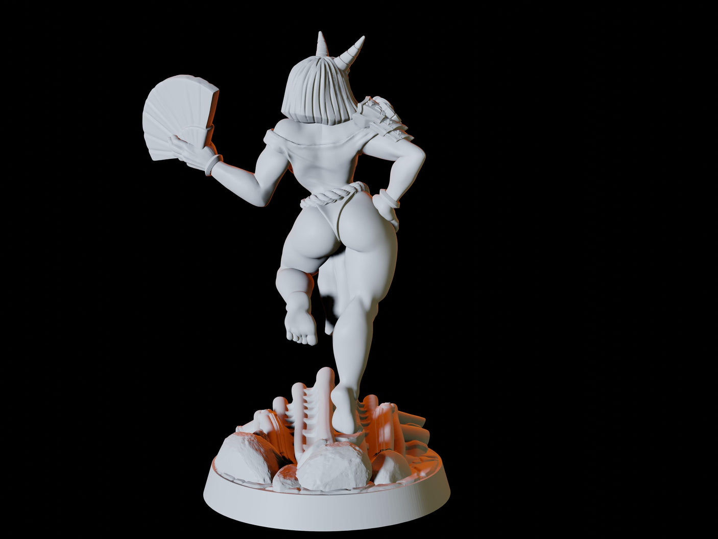 Japanese Inspired Orc Pinup Miniature for Dungeons and Dragons, Pathfinder or other TTRPGs