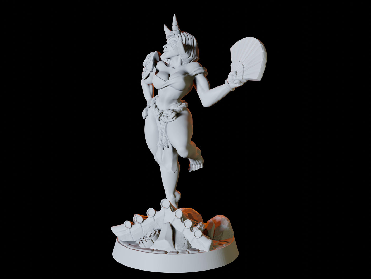 Japanese Inspired Orc Pinup Miniature for Dungeons and Dragons, Pathfinder or other TTRPGs