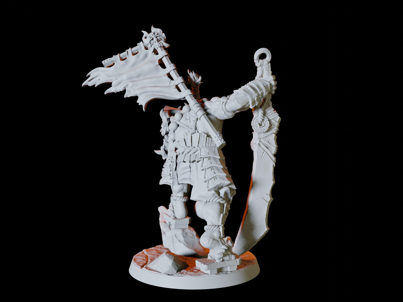 Japanese Inspired Orc Warchief Miniature for Dungeons and Dragons, Pathfinder or other TTRPGs