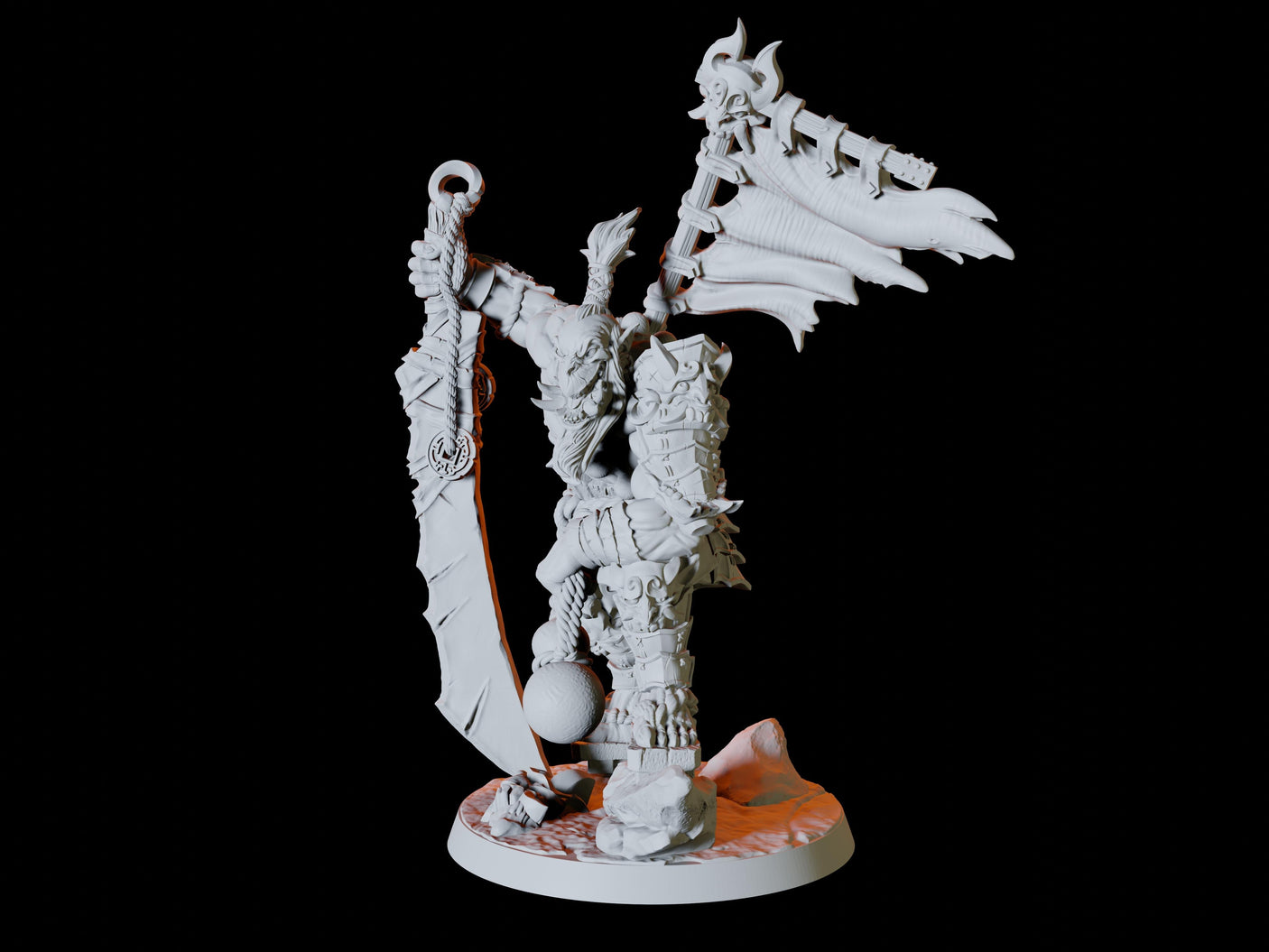 Japanese Inspired Orc Warchief Miniature for Dungeons and Dragons, Pathfinder or other TTRPGs