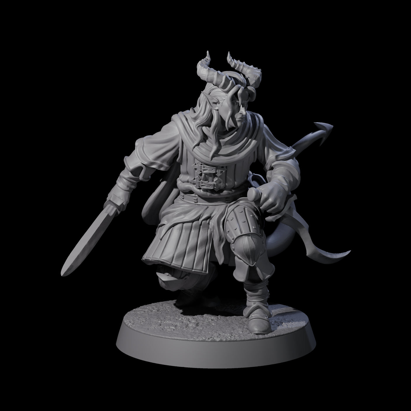 Jocular Tiefling Wayfarers Miniature for Dungeons and Dragons, Pathfinder or other TTRPGs
