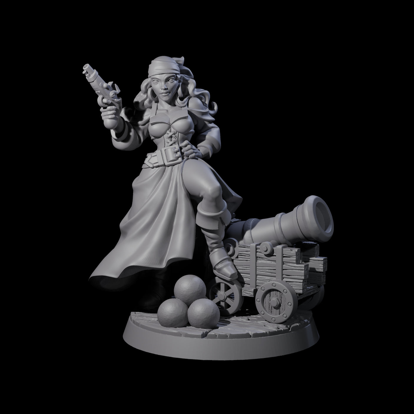 Kicking Canonneer Pirate Miniature for Dungeons and Dragons, Pathfinder or other TTRPGs