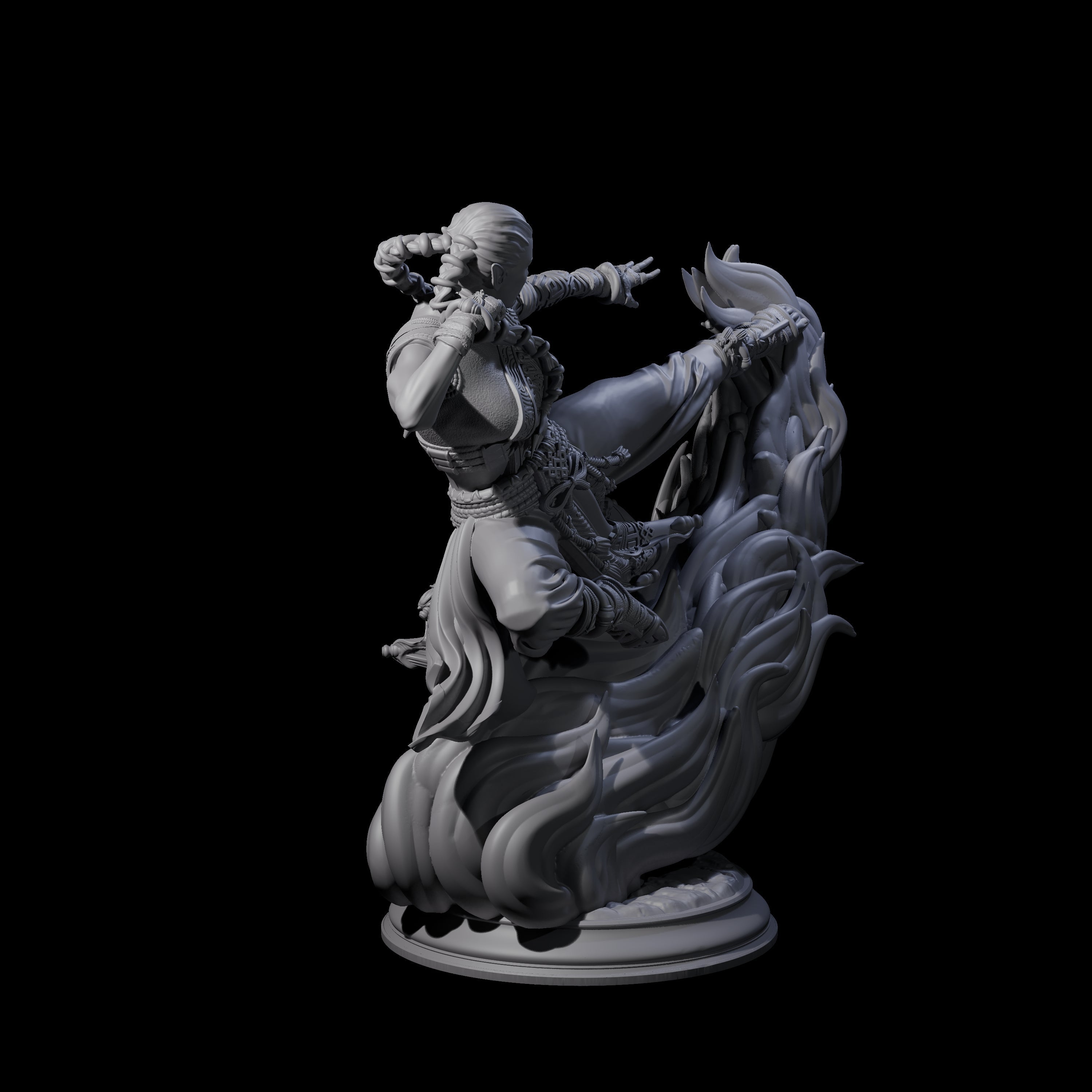 Kicking Fire Monk Miniature for Dungeons and Dragons, Pathfinder or other TTRPGs