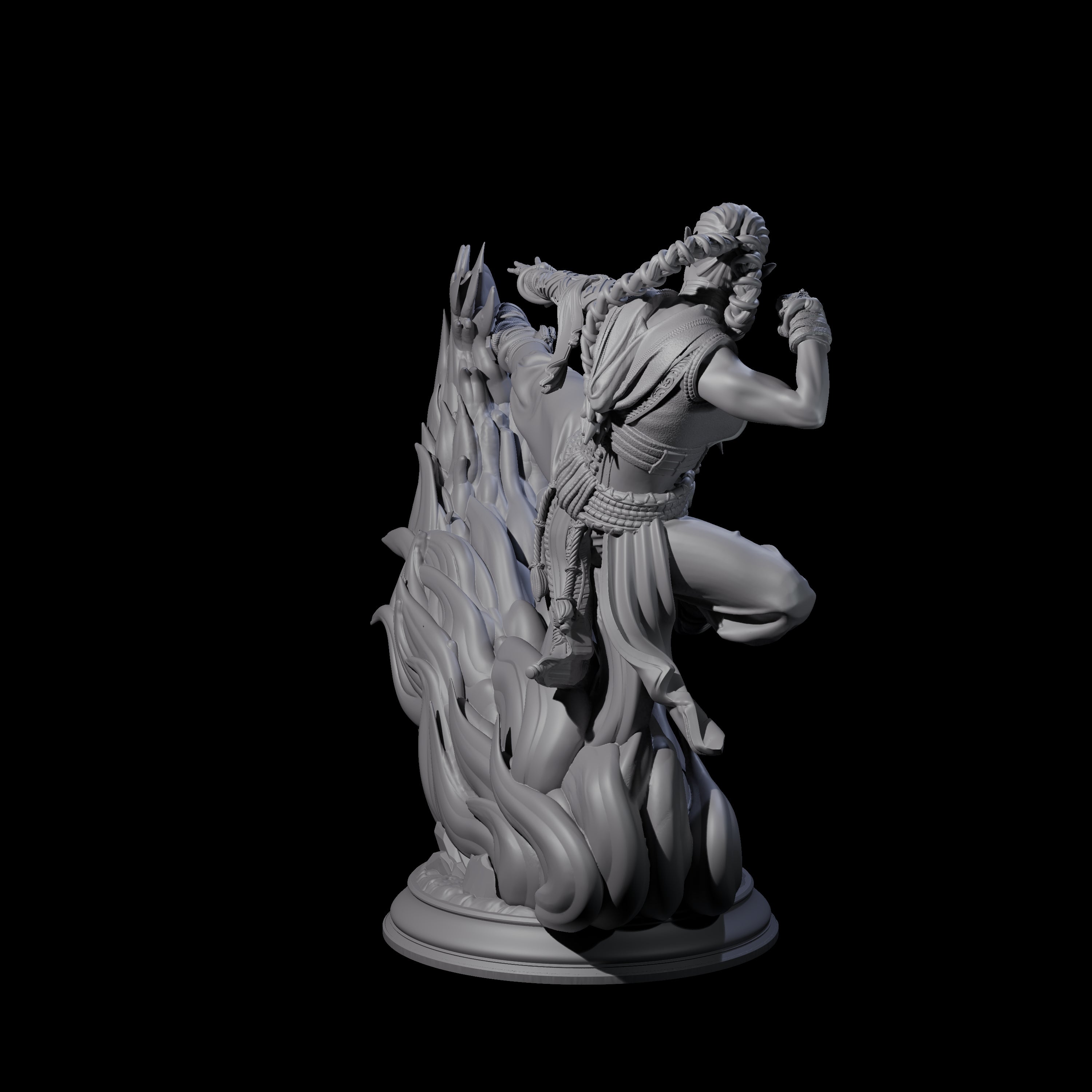 Kicking Fire Monk Miniature for Dungeons and Dragons, Pathfinder or other TTRPGs