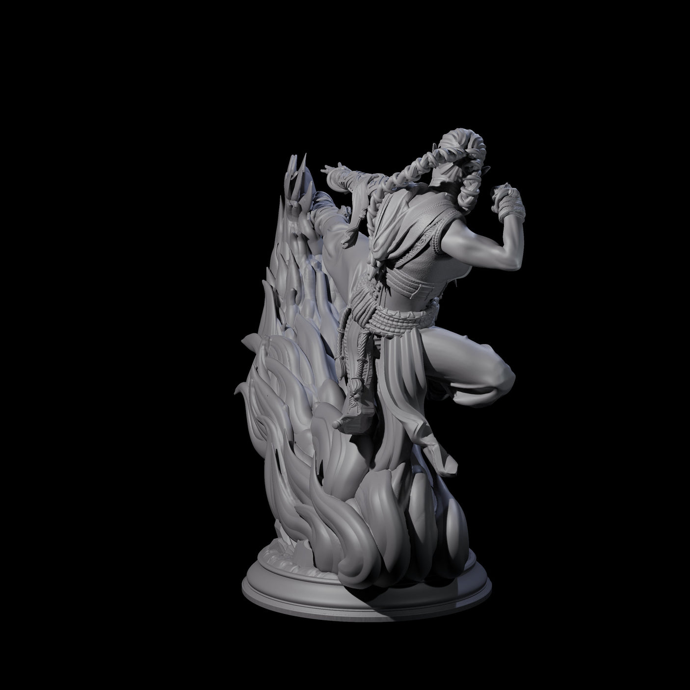 Kicking Fire Monk Miniature for Dungeons and Dragons, Pathfinder or other TTRPGs