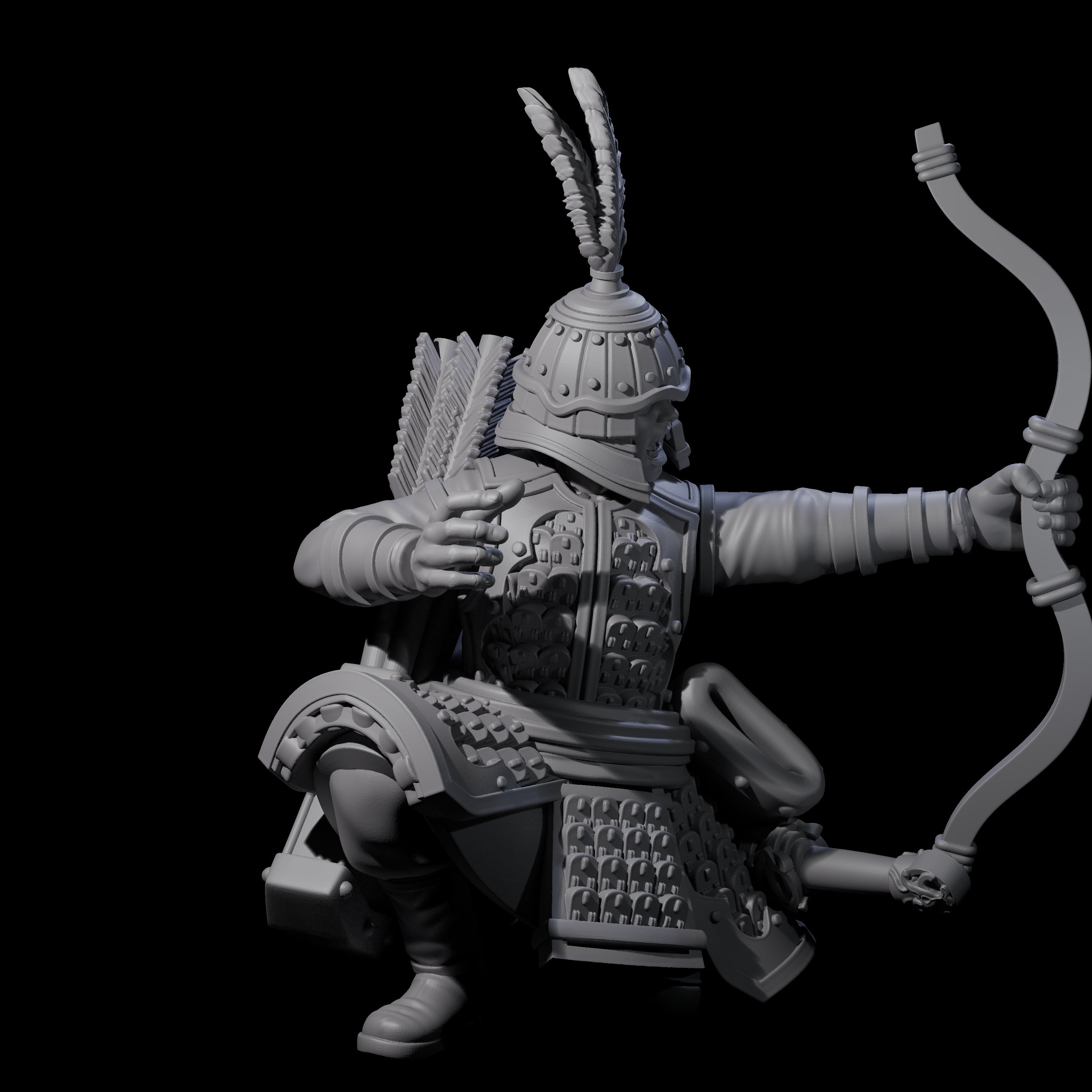 Kneeling Human Archer B Miniature for Dungeons and Dragons, Pathfinder or other TTRPGs
