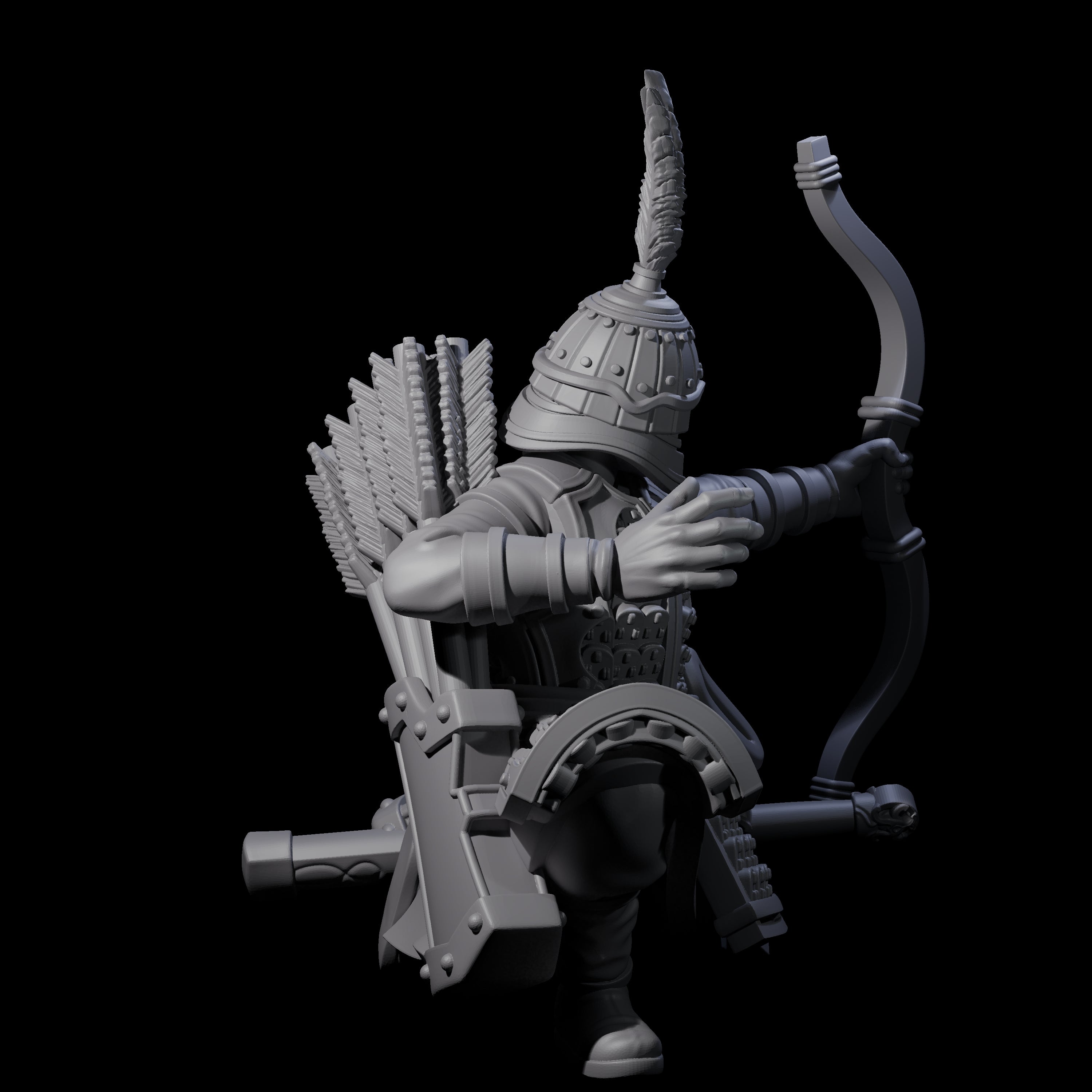 Kneeling Human Archer B Miniature for Dungeons and Dragons, Pathfinder or other TTRPGs