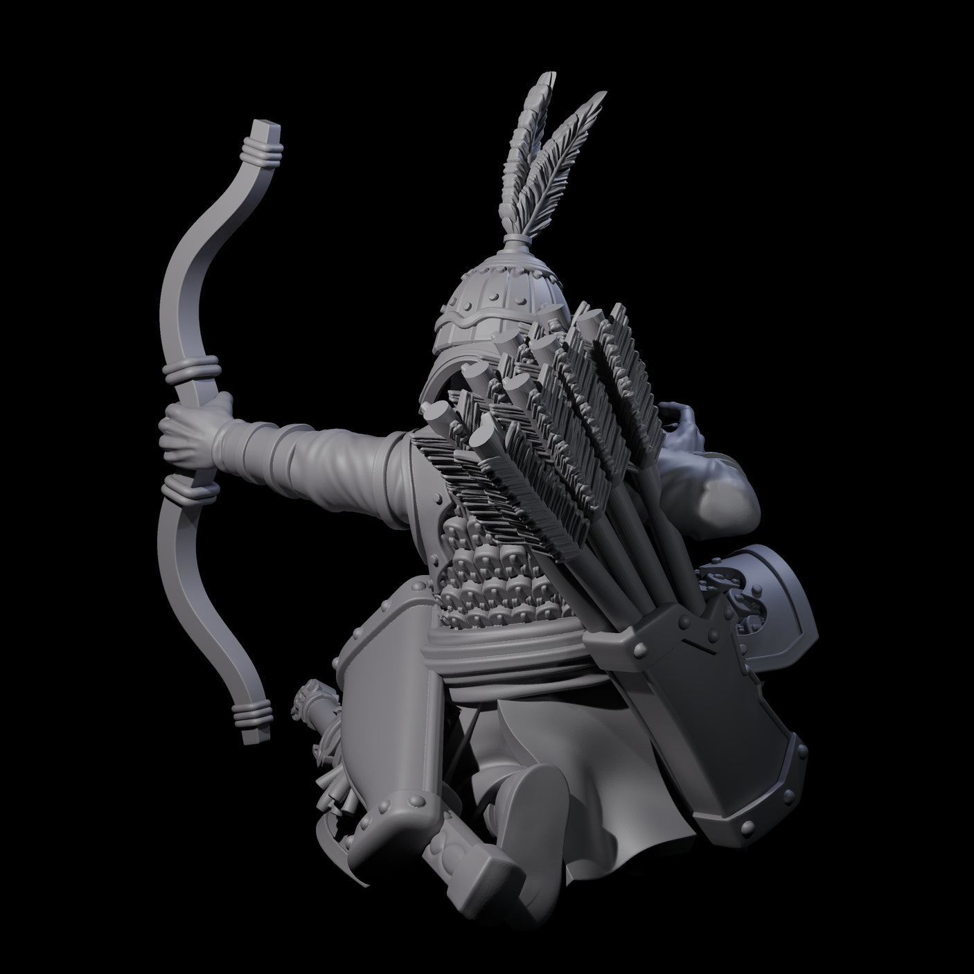 Kneeling Human Archer B Miniature for Dungeons and Dragons, Pathfinder or other TTRPGs