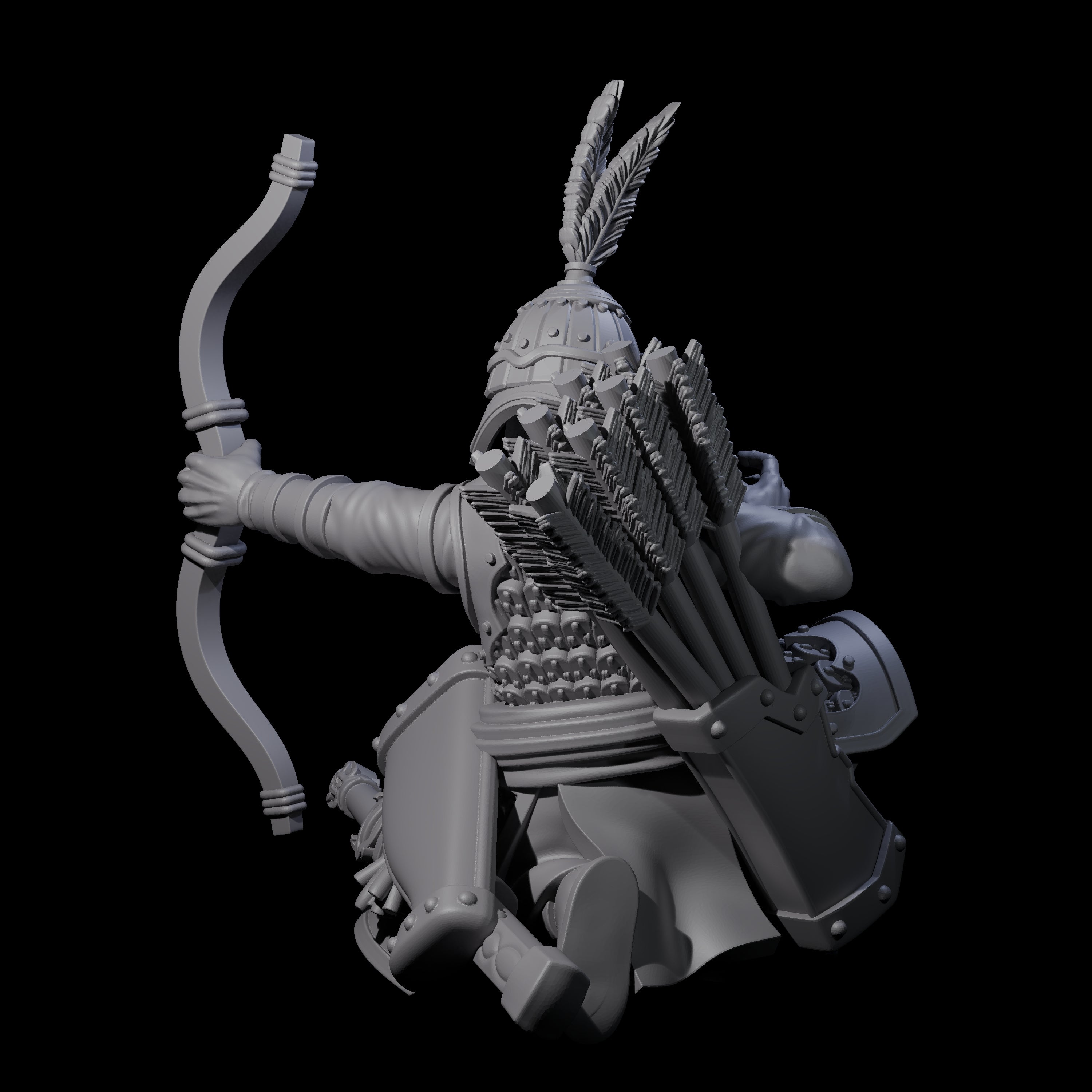 Kneeling Human Archer B Miniature for Dungeons and Dragons, Pathfinder or other TTRPGs