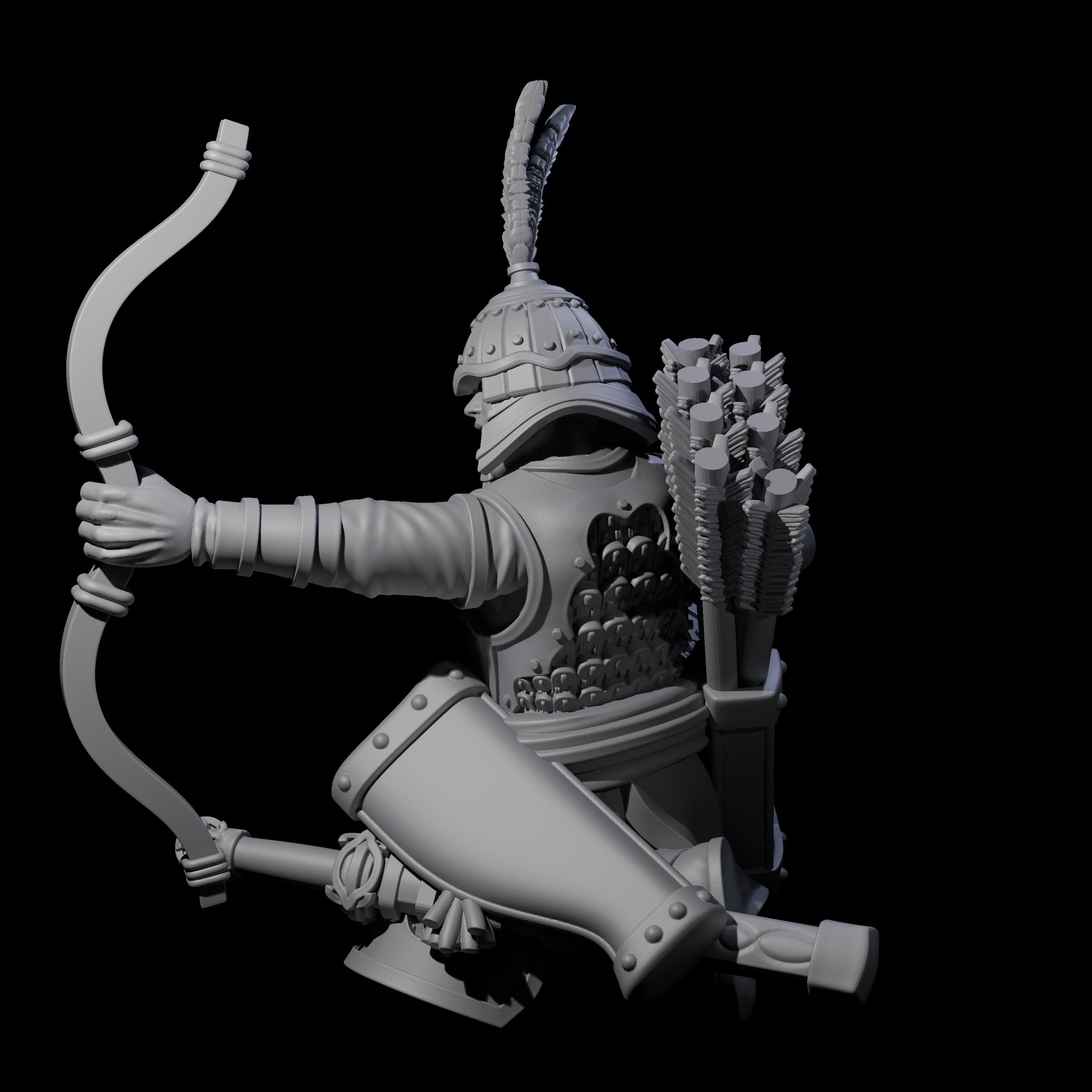 Kneeling Human Archer B Miniature for Dungeons and Dragons, Pathfinder or other TTRPGs