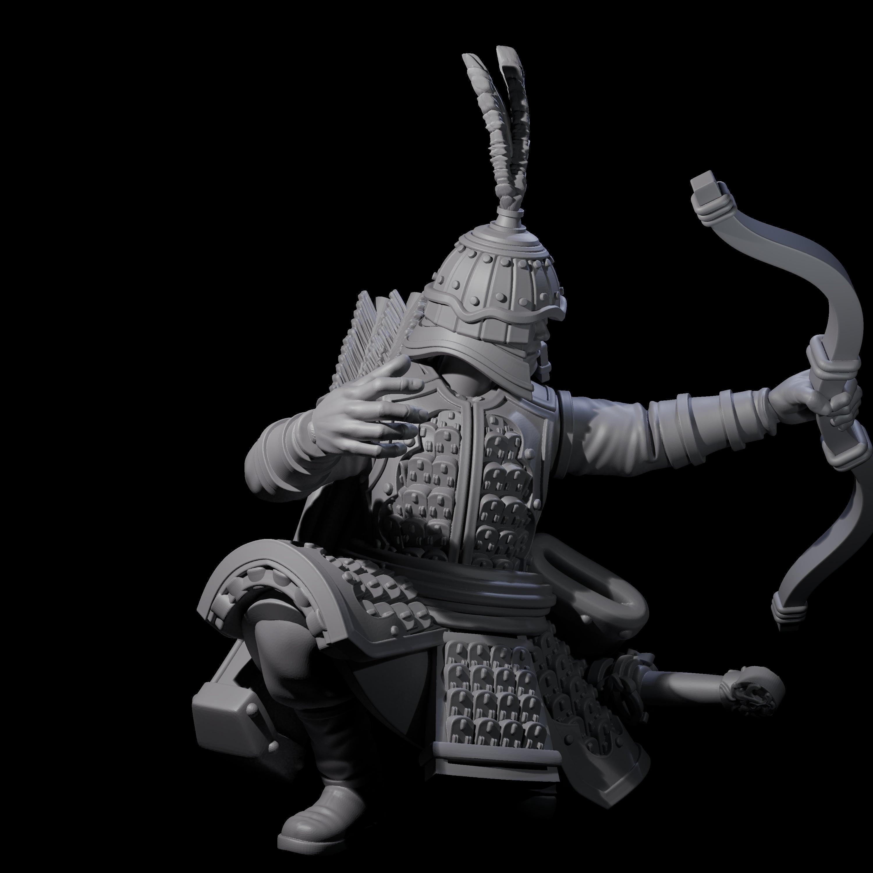 Kneeling Human Archer C Miniature for Dungeons and Dragons, Pathfinder or other TTRPGs