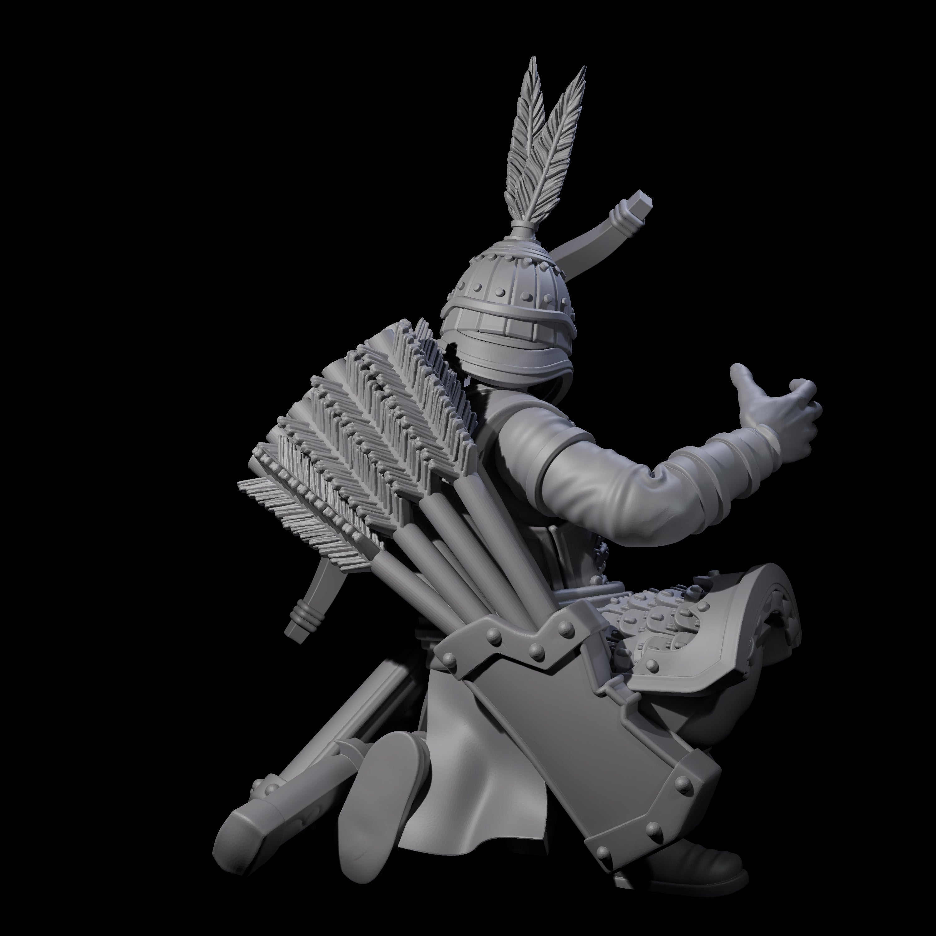 Kneeling Human Archer C Miniature for Dungeons and Dragons, Pathfinder or other TTRPGs