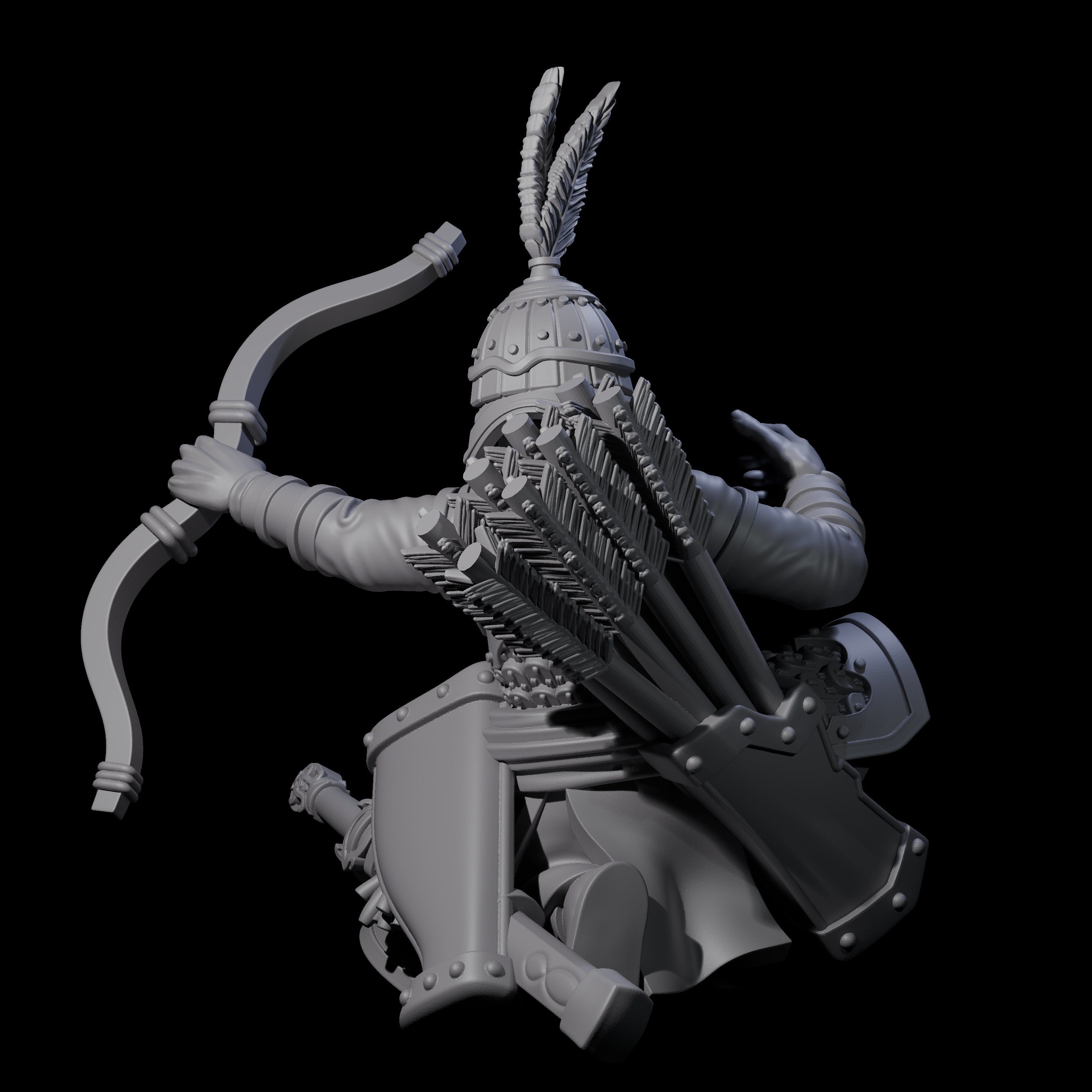 Kneeling Human Archer C Miniature for Dungeons and Dragons, Pathfinder or other TTRPGs