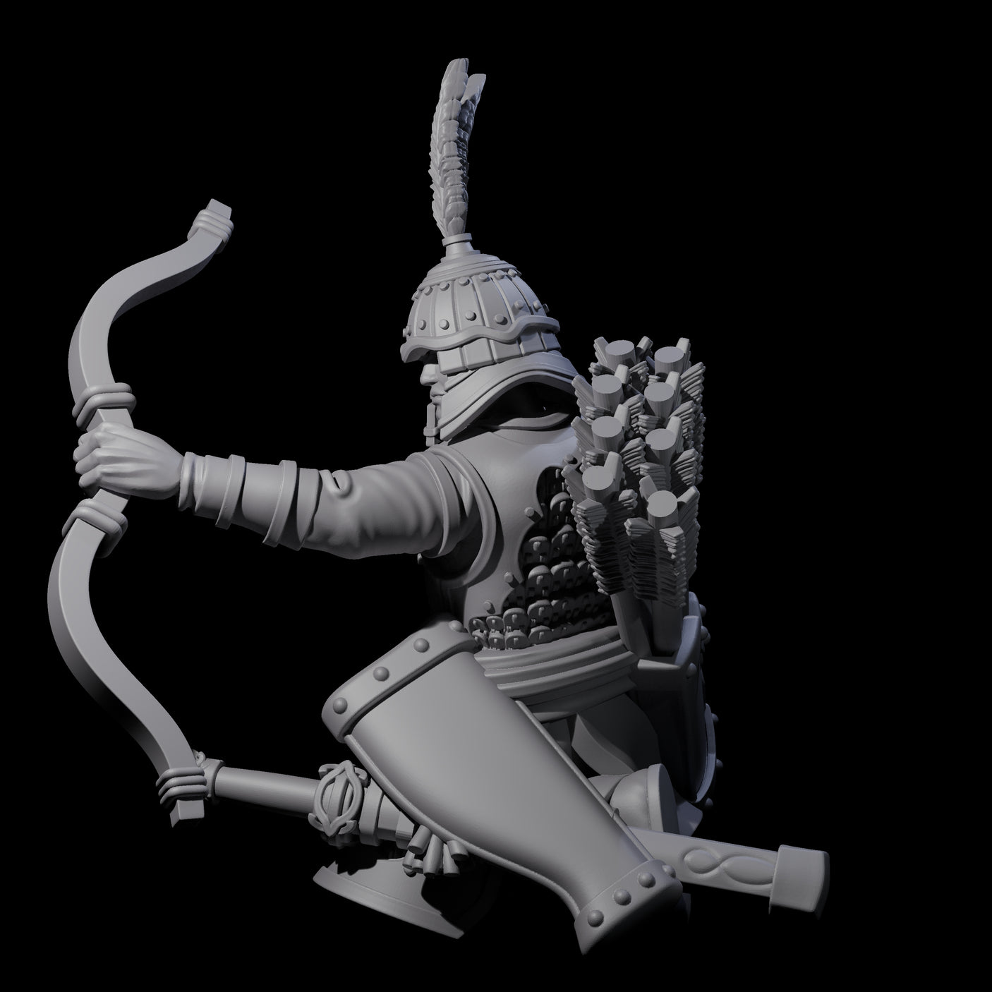 Kneeling Human Archer C Miniature for Dungeons and Dragons, Pathfinder or other TTRPGs