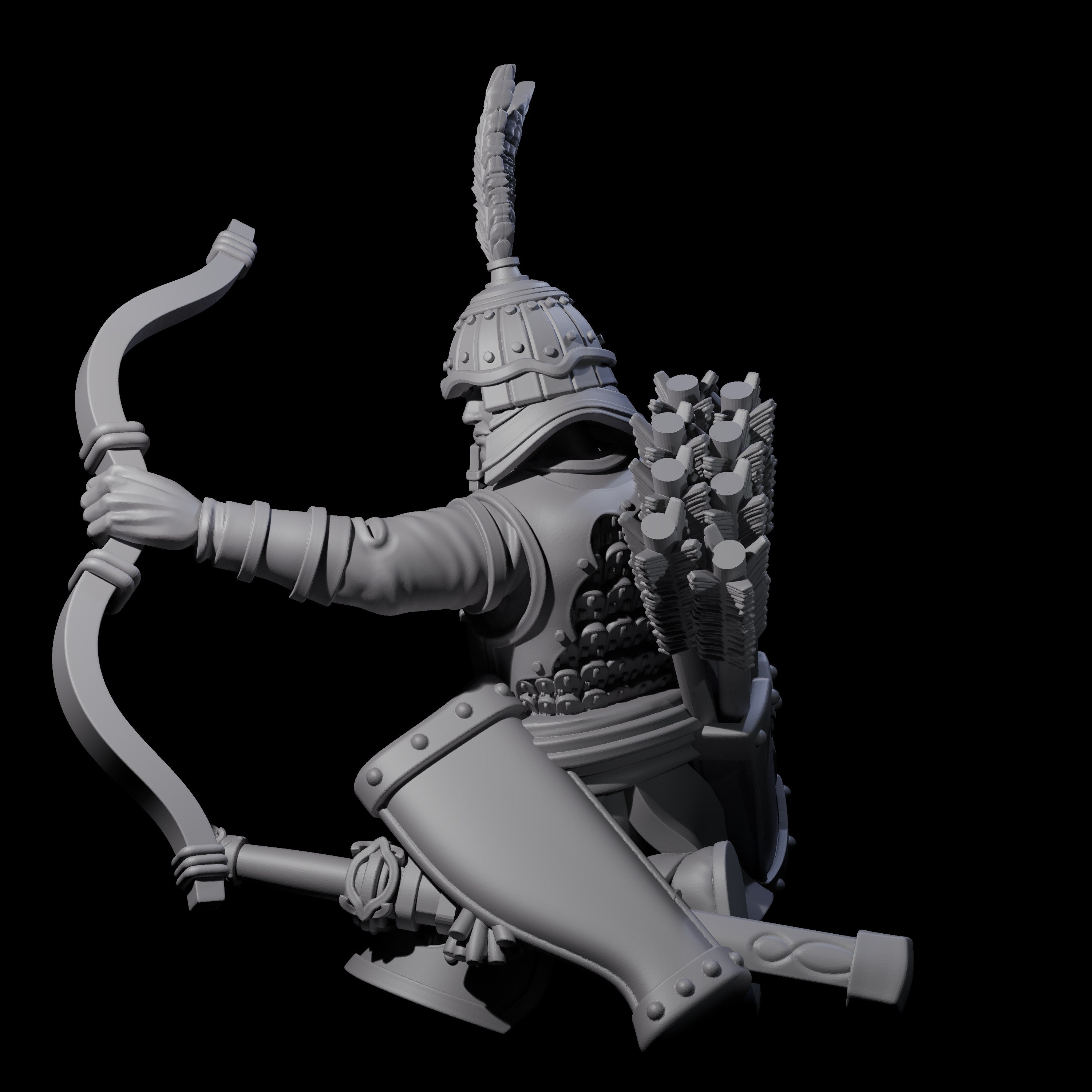 Kneeling Human Archer C Miniature for Dungeons and Dragons, Pathfinder or other TTRPGs