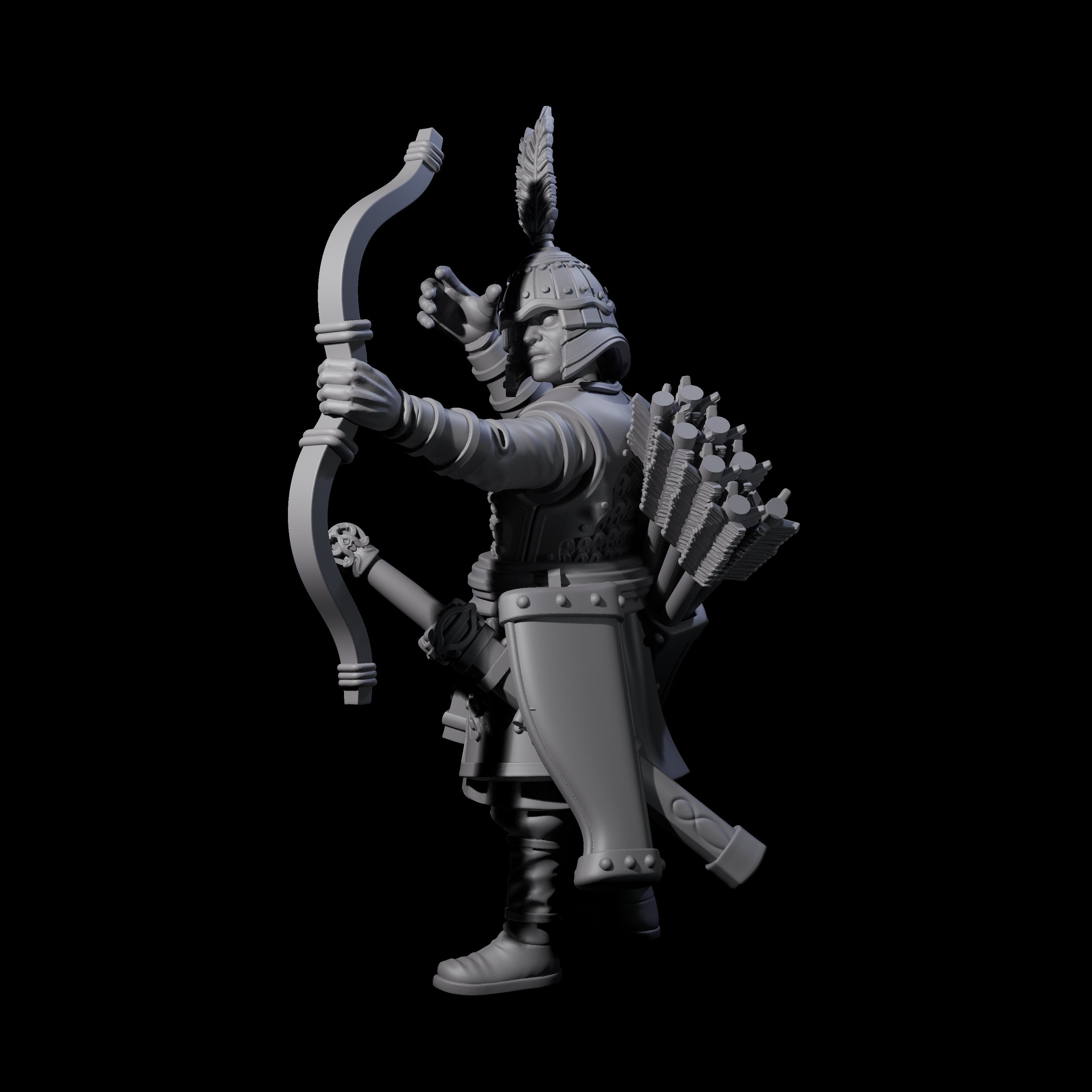 Kneeling Human Archer D Miniature for Dungeons and Dragons, Pathfinder or other TTRPGs