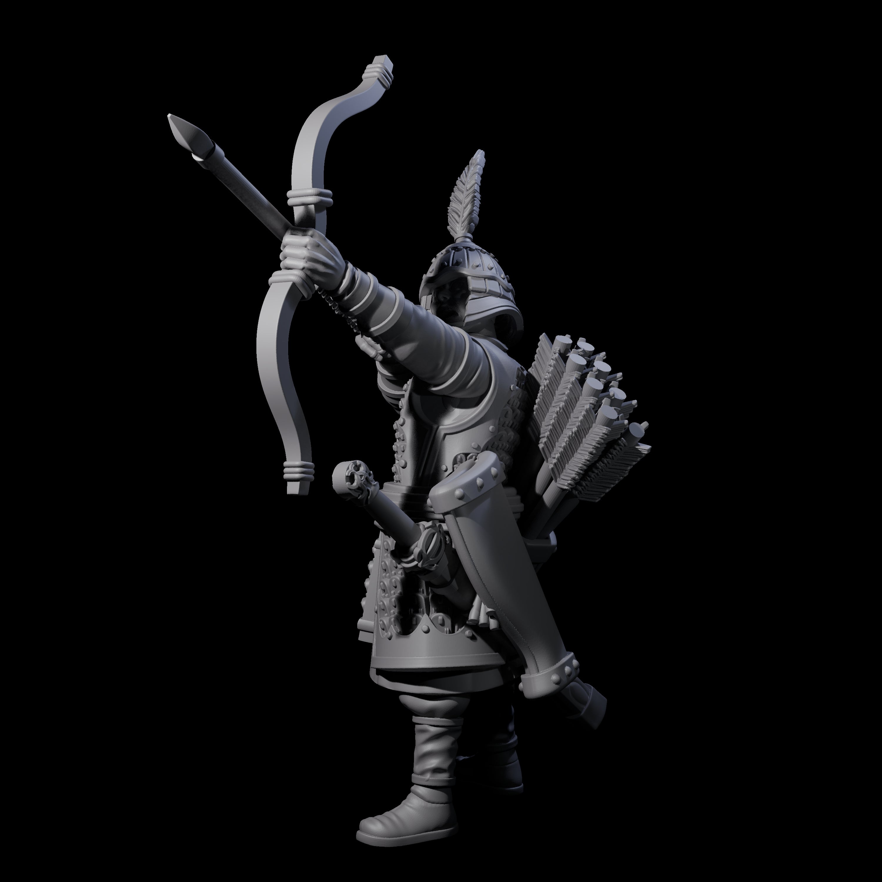 Kneeling Human Archer E Miniature for Dungeons and Dragons, Pathfinder or other TTRPGs