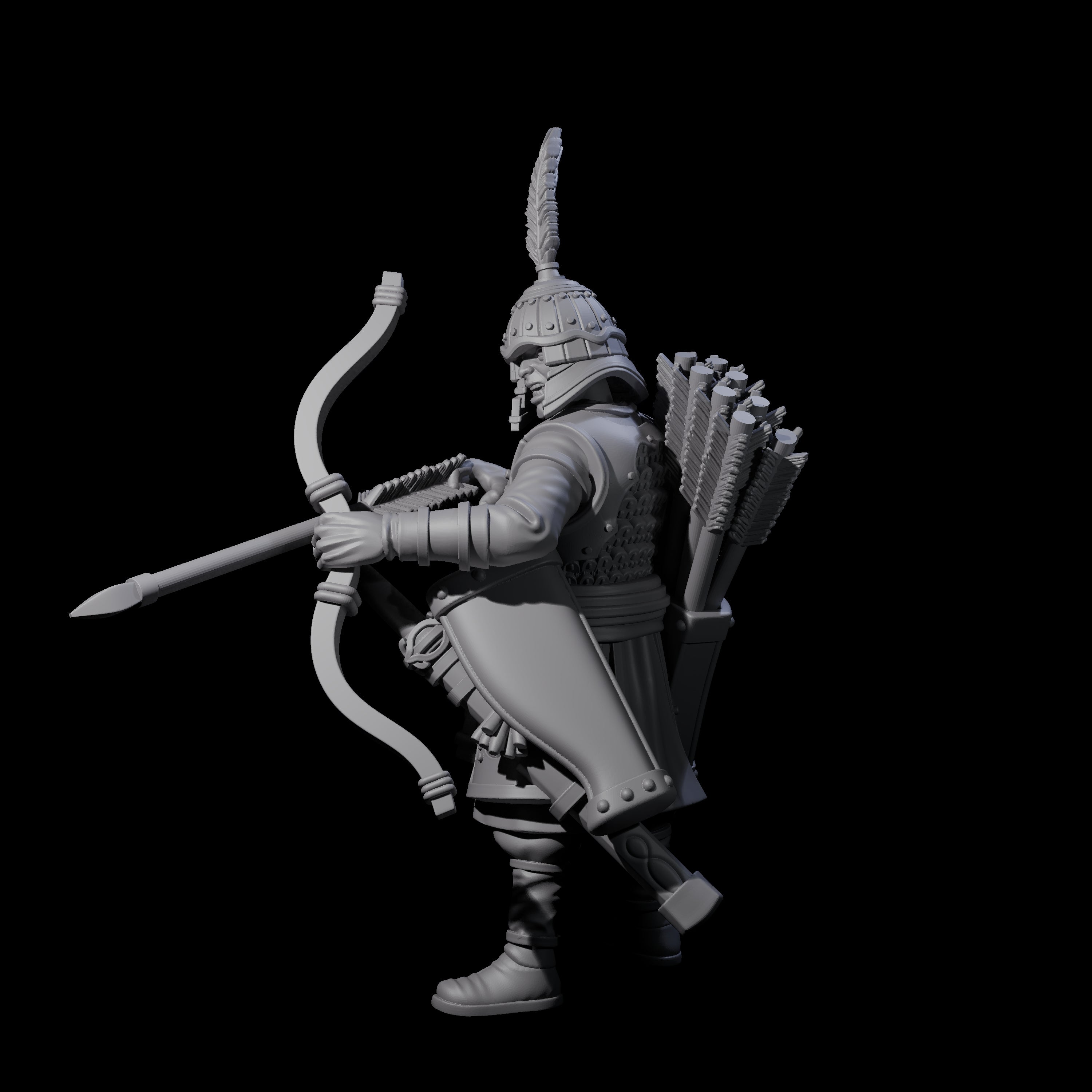 Kneeling Human Archer F Miniature for Dungeons and Dragons, Pathfinder or other TTRPGs