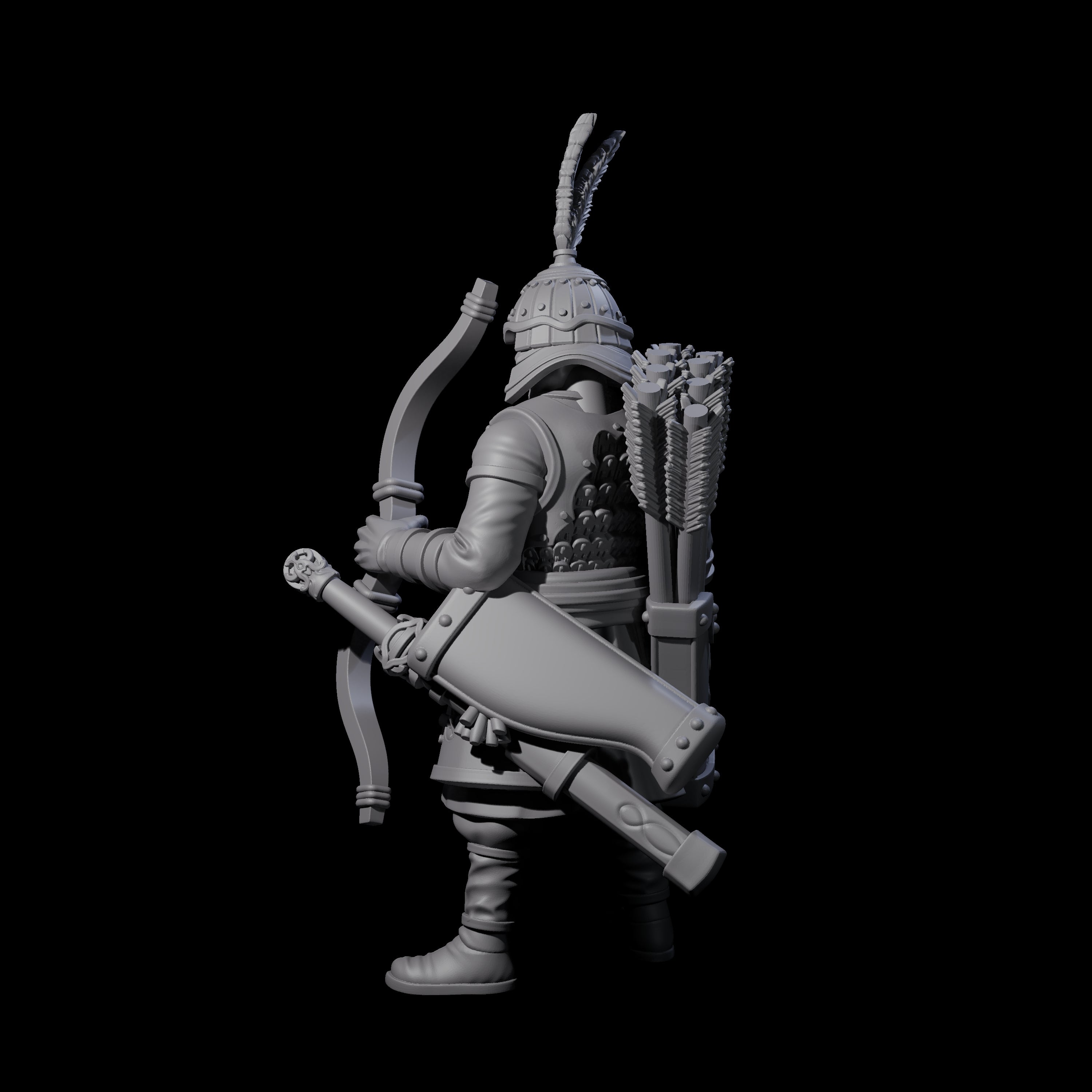 Kneeling Human Archer H Miniature for Dungeons and Dragons, Pathfinder or other TTRPGs