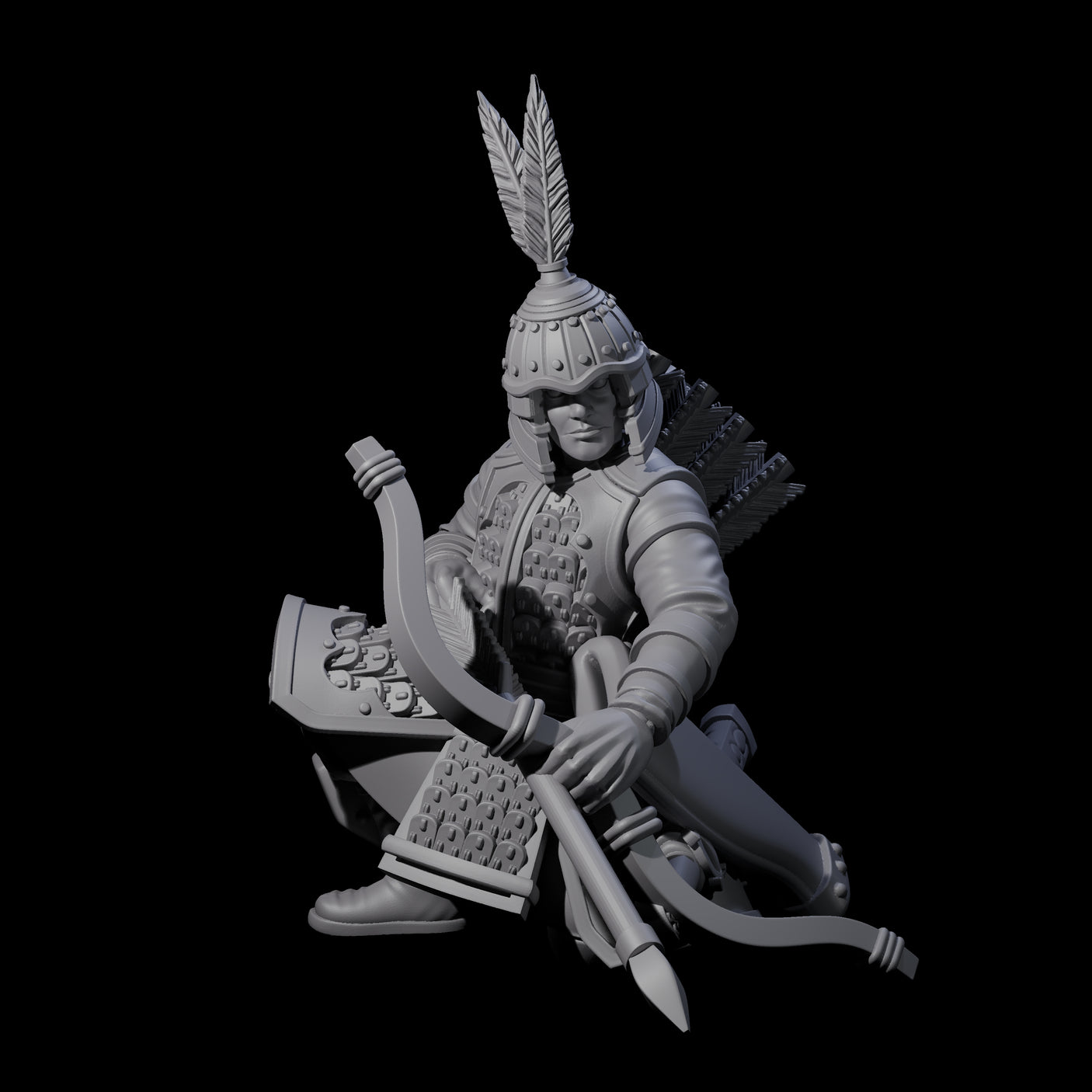 Kneeling Human Archers Miniature for Dungeons and Dragons, Pathfinder or other TTRPGs