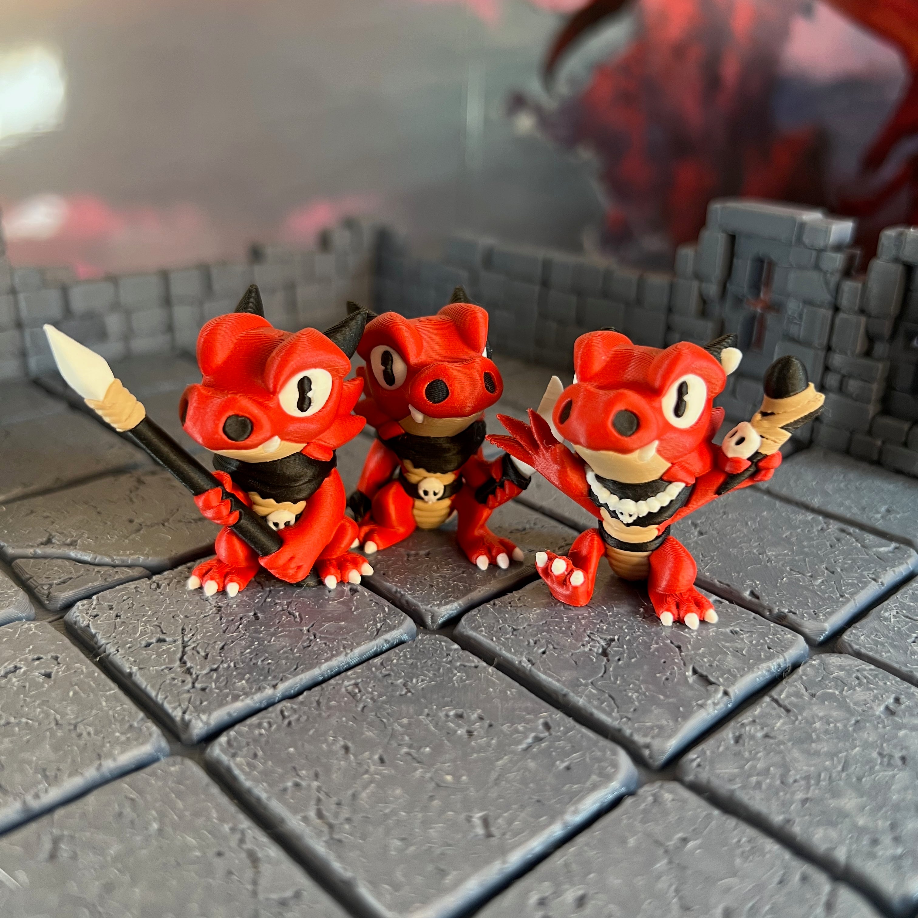 Kobold Fighters Set of Three Multicolour Table Ready Miniatures Miniature for Dungeons and Dragons, Pathfinder or other TTRPGs