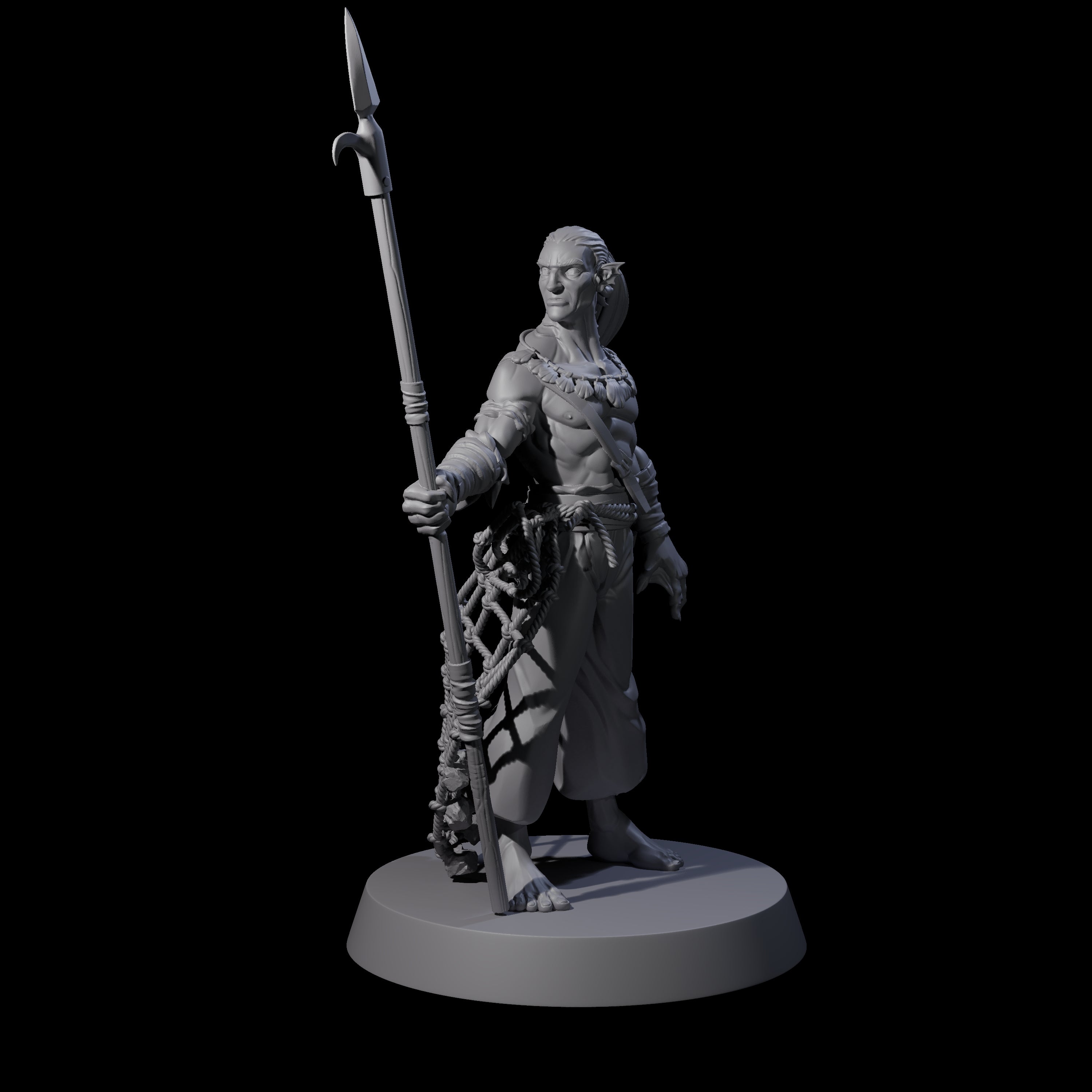 Land Living Merfolk Fisherman Miniature for Dungeons and Dragons, Pathfinder or other TTRPGs