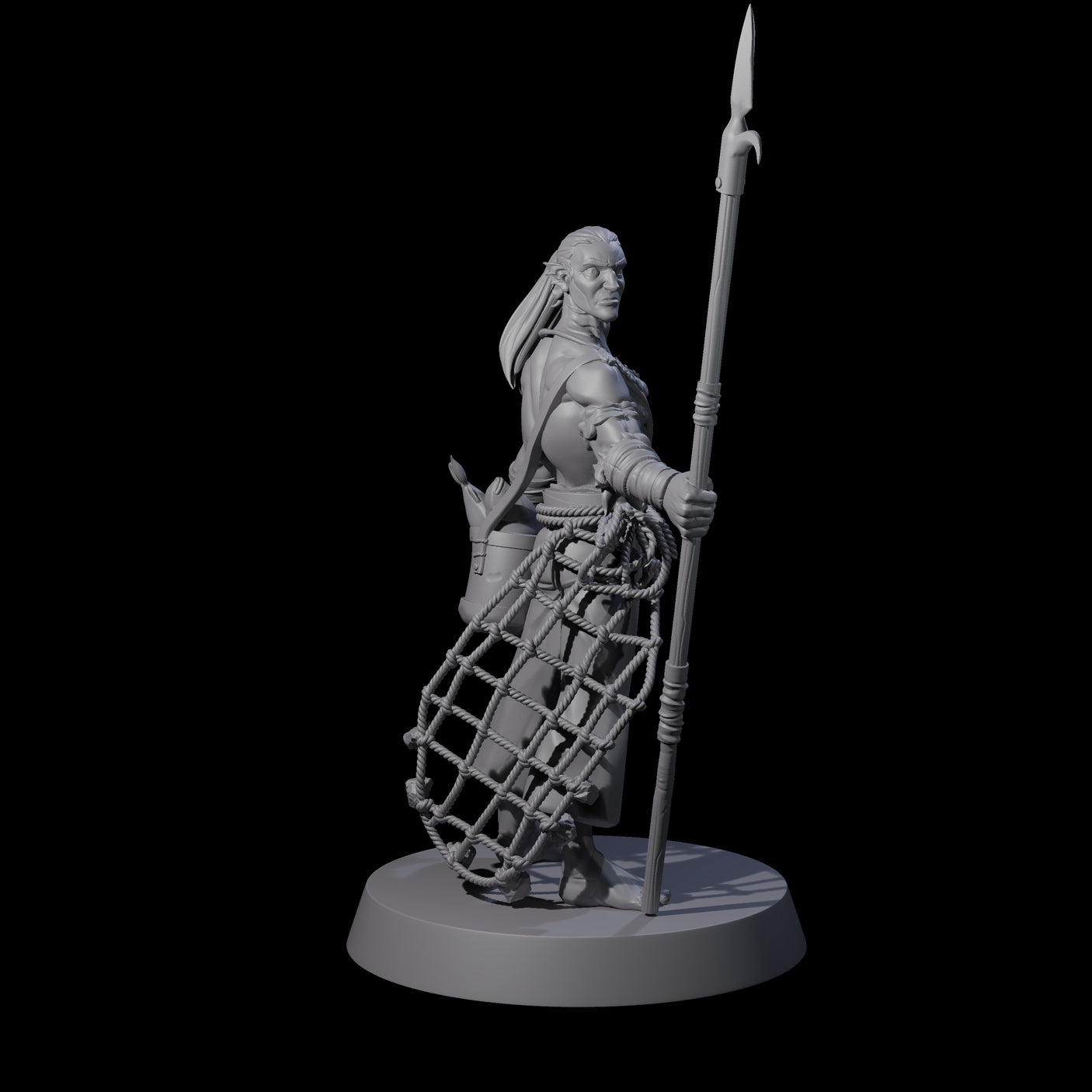 Land Living Merfolk Fisherman Miniature for Dungeons and Dragons, Pathfinder or other TTRPGs