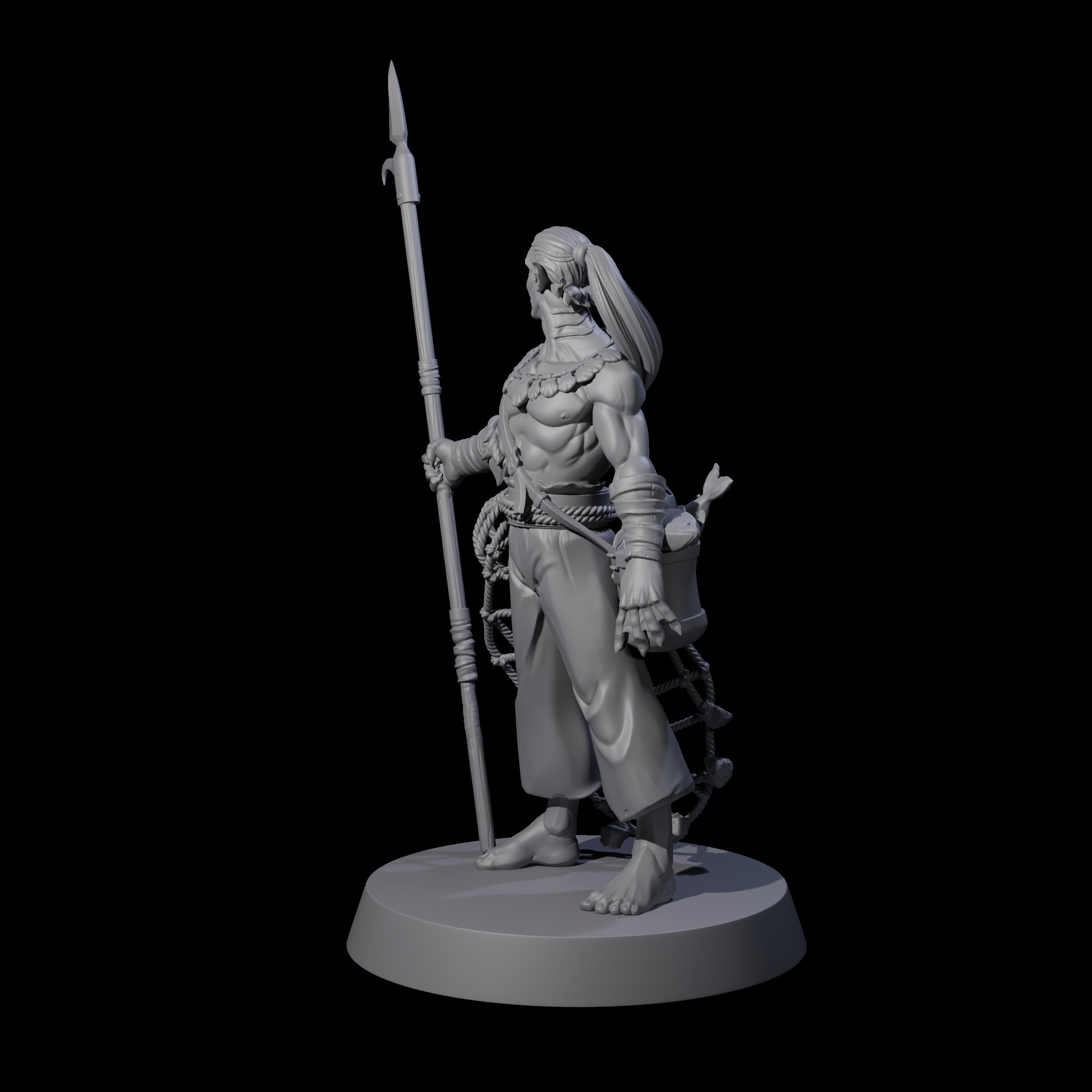 Land Living Merfolk Fisherman Miniature for Dungeons and Dragons, Pathfinder or other TTRPGs