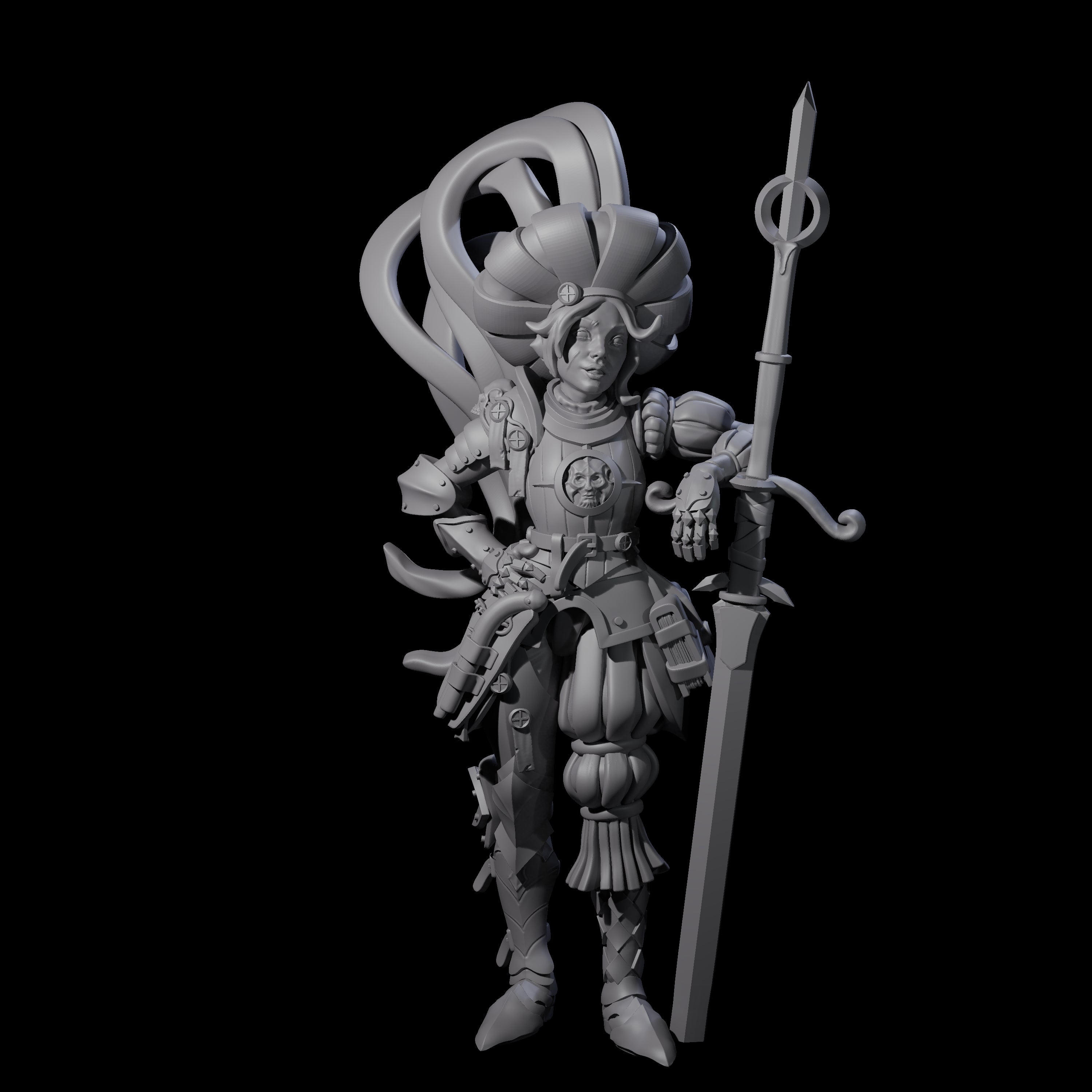 Leaning Fancy Guard Miniature for Dungeons and Dragons, Pathfinder or other TTRPGs