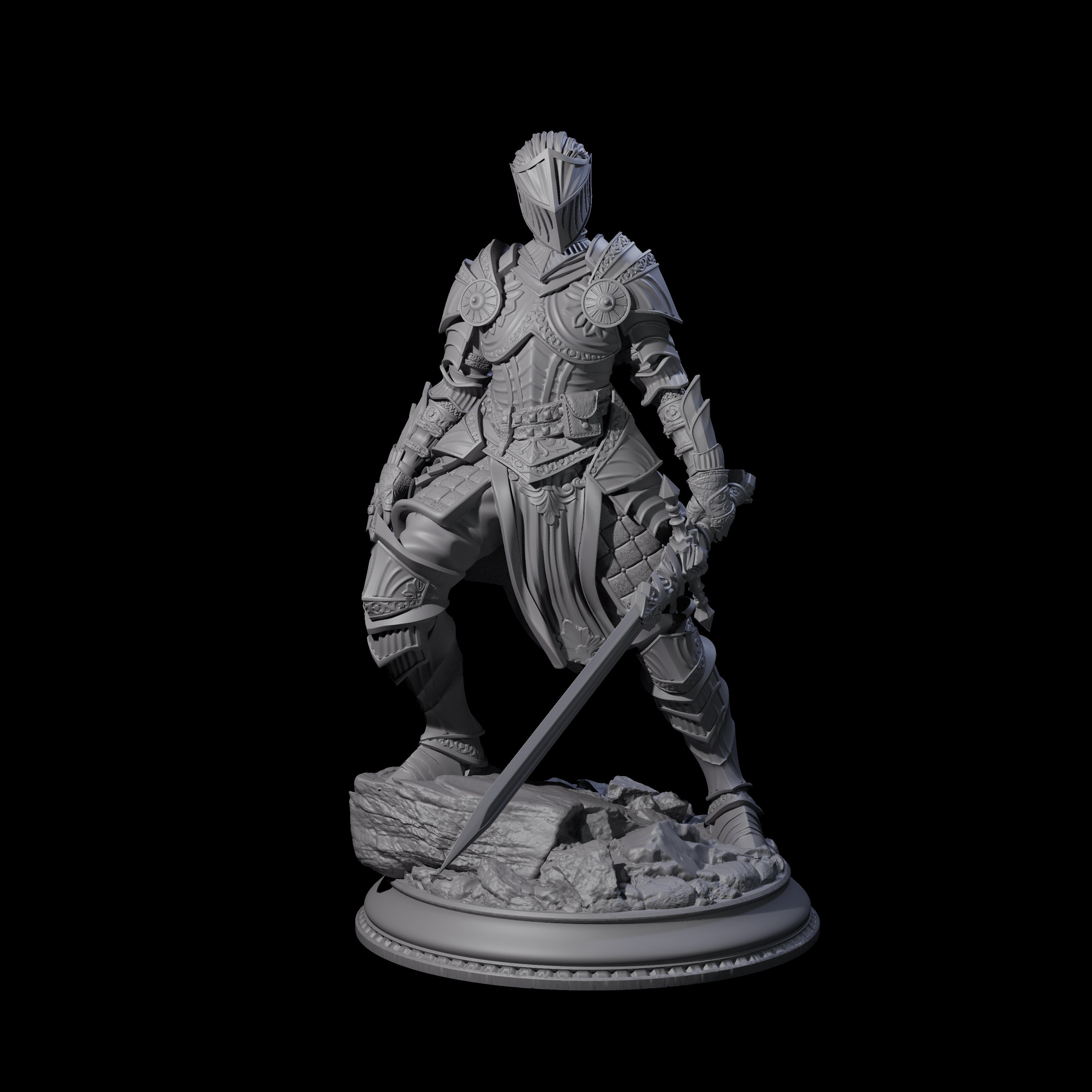 Leaning Ornate Knight Miniature for Dungeons and Dragons, Pathfinder or other TTRPGs