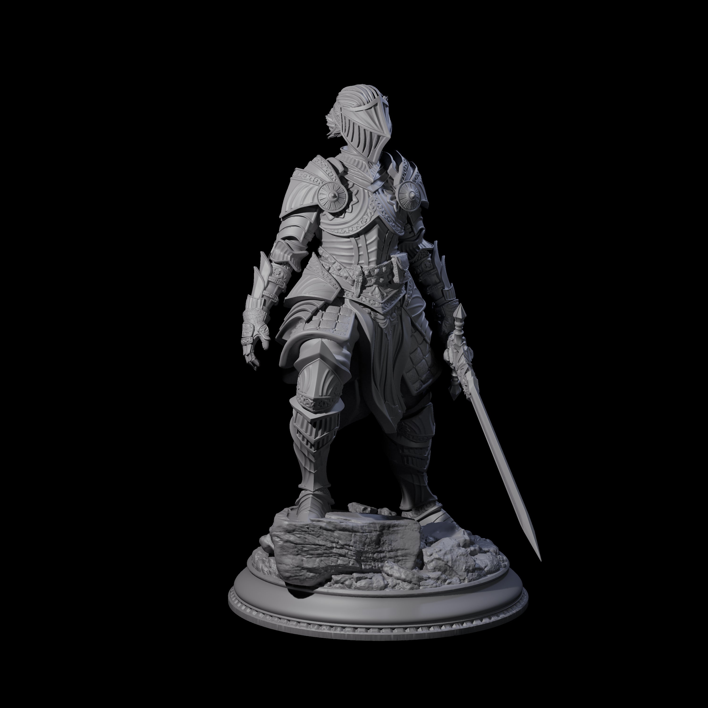 Leaning Ornate Knight Miniature for Dungeons and Dragons, Pathfinder or other TTRPGs