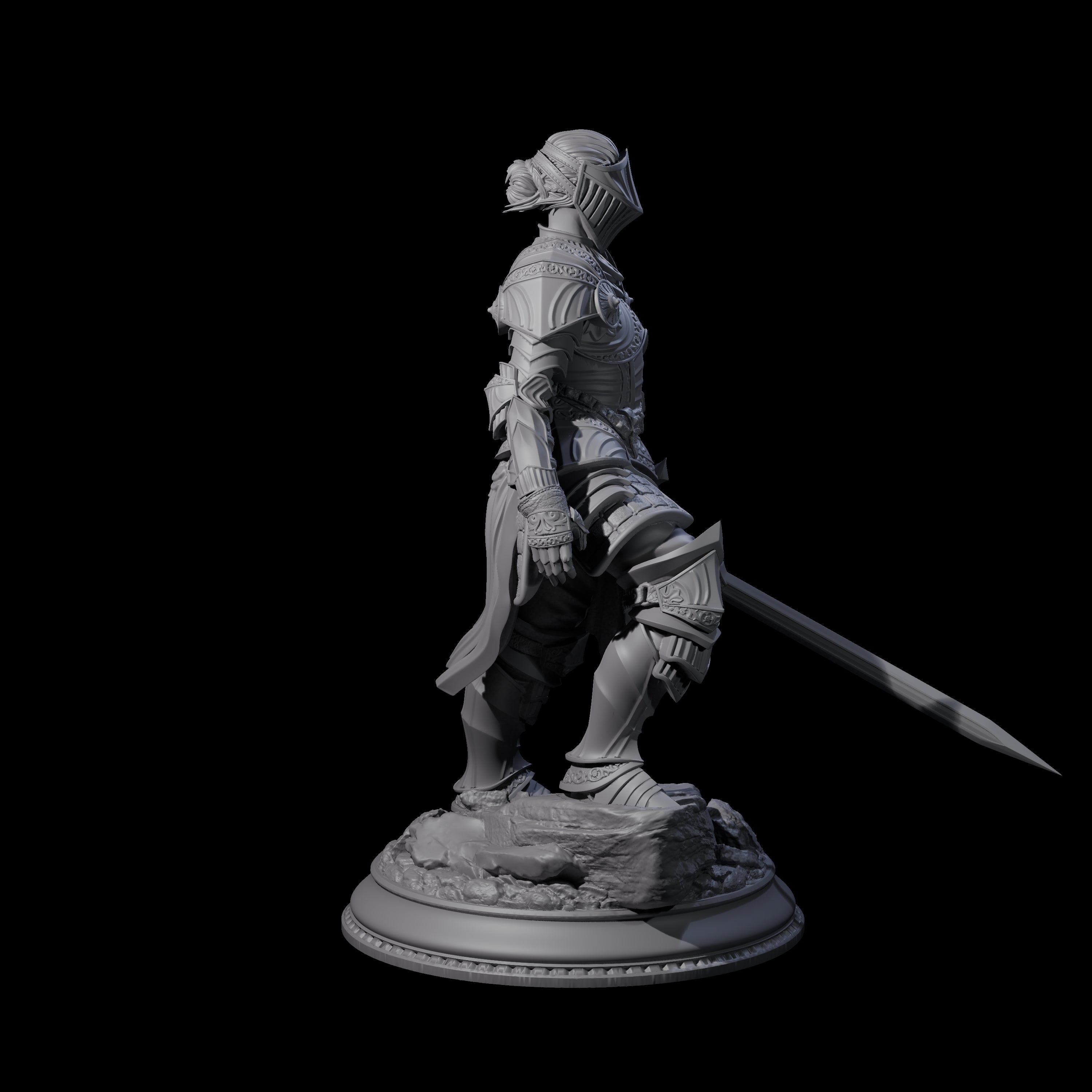 Leaning Ornate Knight Miniature for Dungeons and Dragons, Pathfinder or other TTRPGs