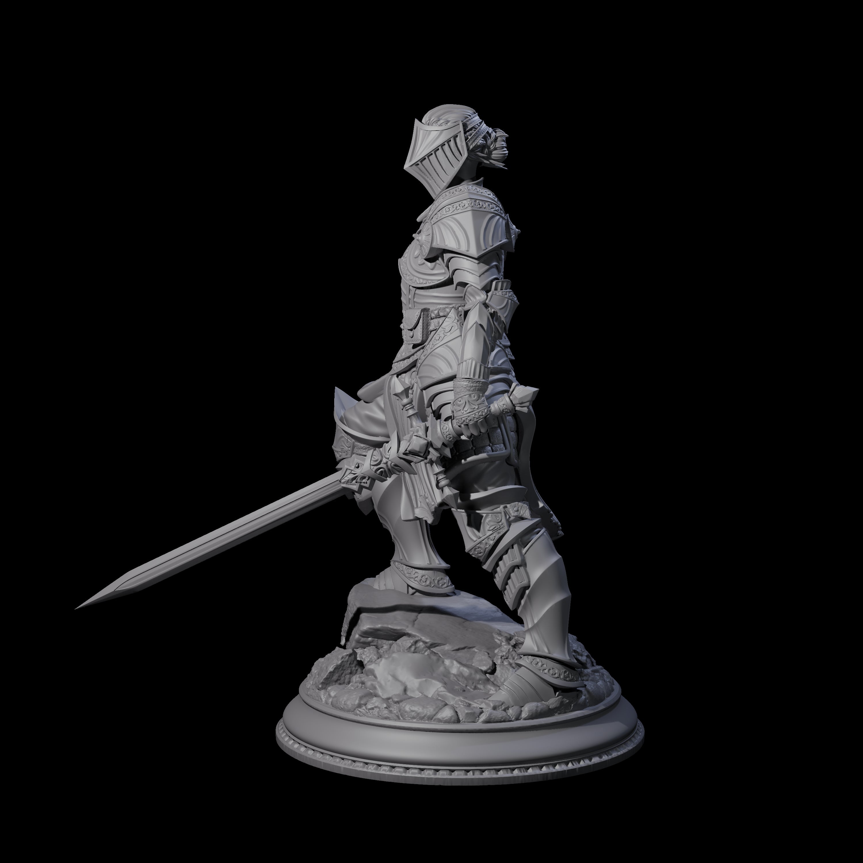Leaning Ornate Knight Miniature for Dungeons and Dragons, Pathfinder or other TTRPGs