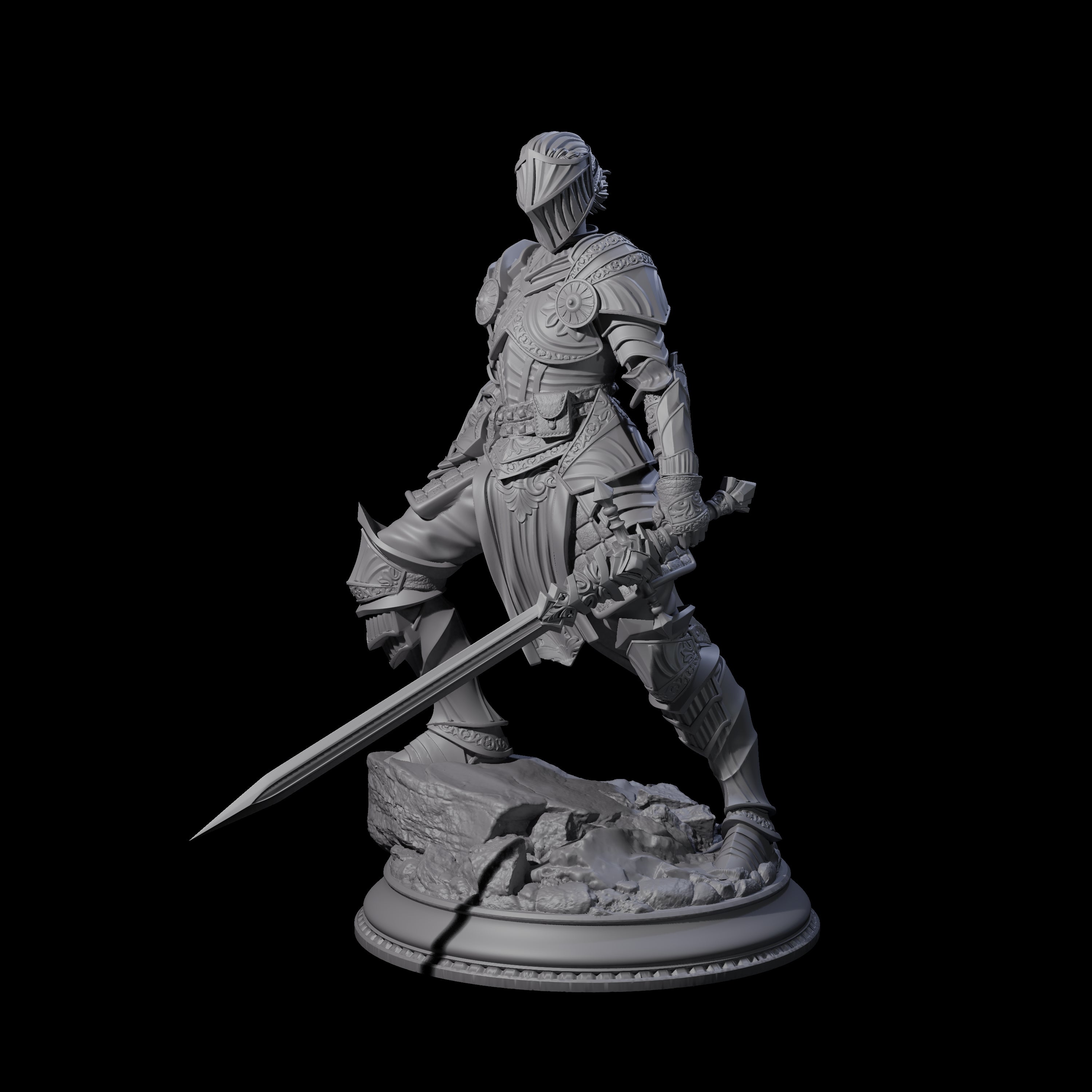 Leaning Ornate Knight Miniature for Dungeons and Dragons, Pathfinder or other TTRPGs