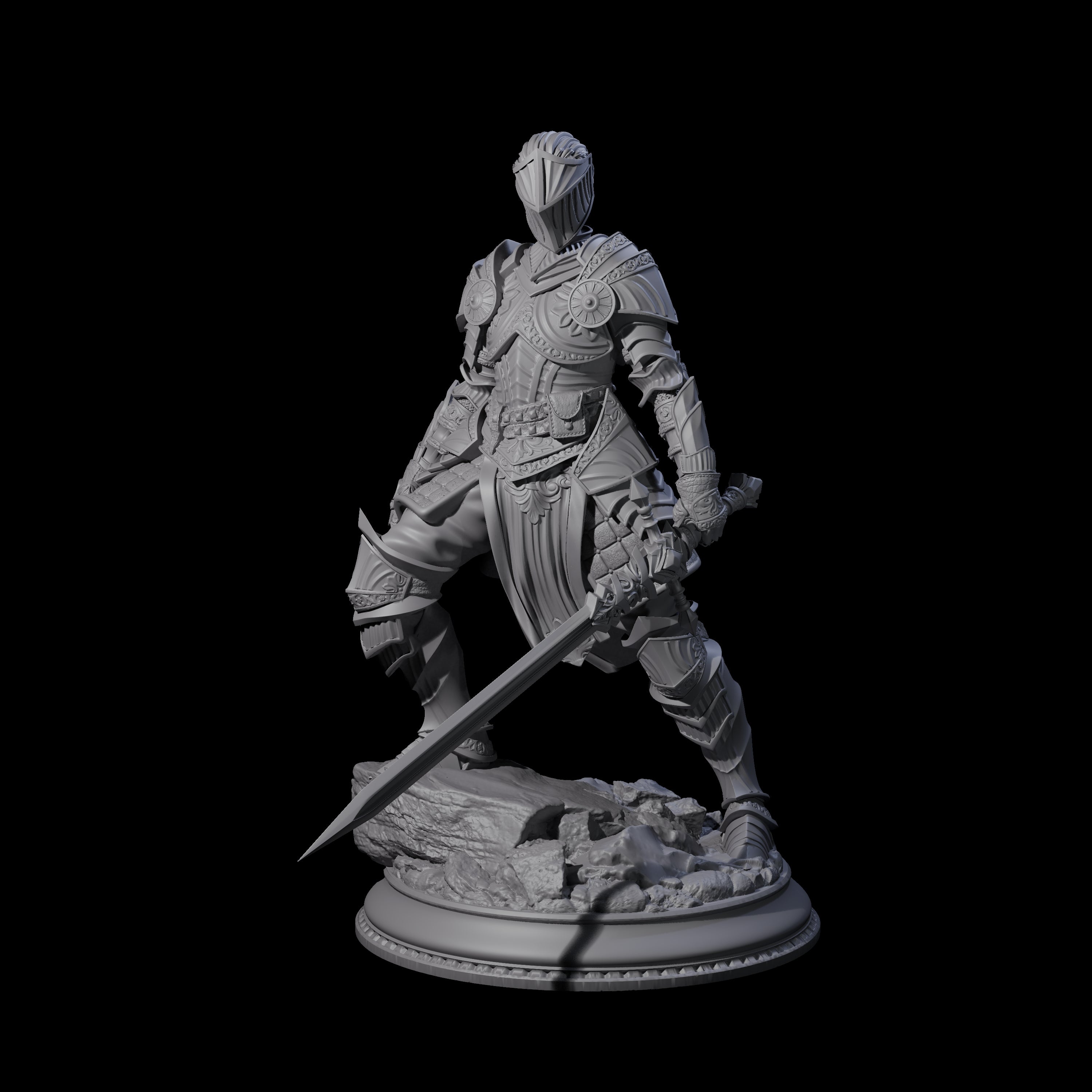 Leaning Ornate Knight Miniature for Dungeons and Dragons, Pathfinder or other TTRPGs