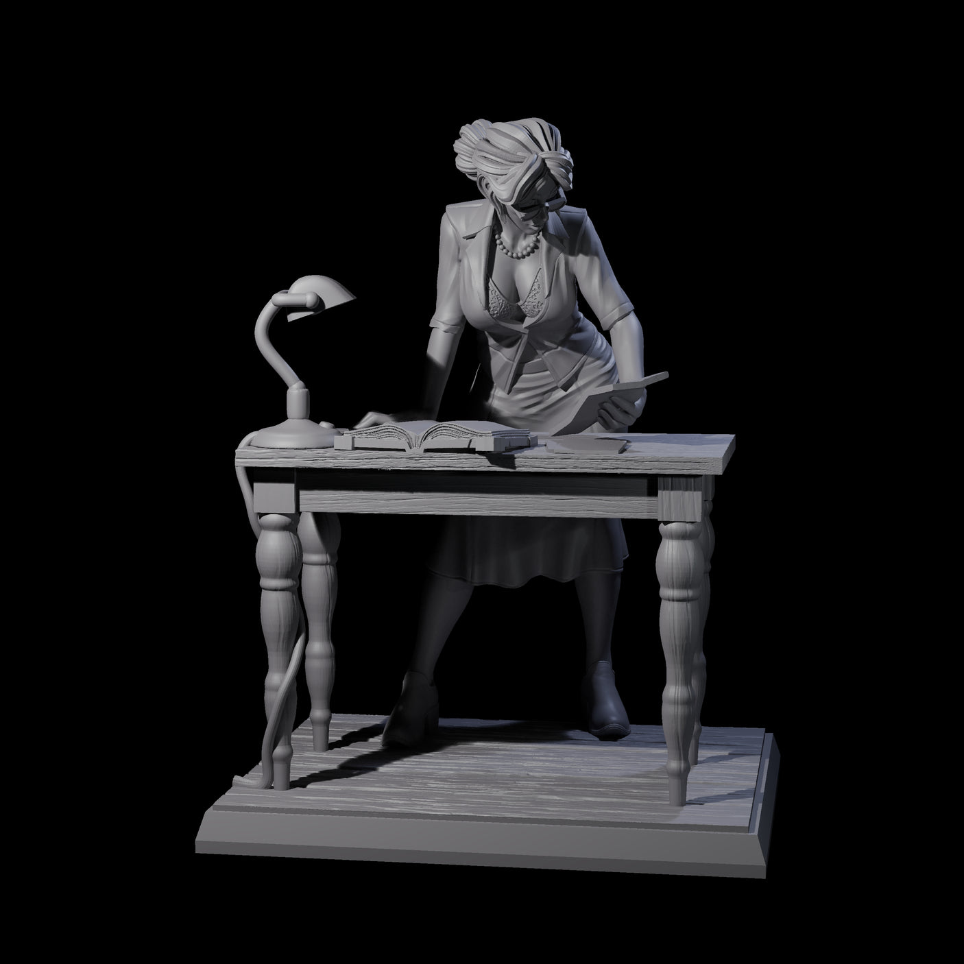 Leaning Over Human Investigator Miniature for Dungeons and Dragons, Pathfinder or other TTRPGs