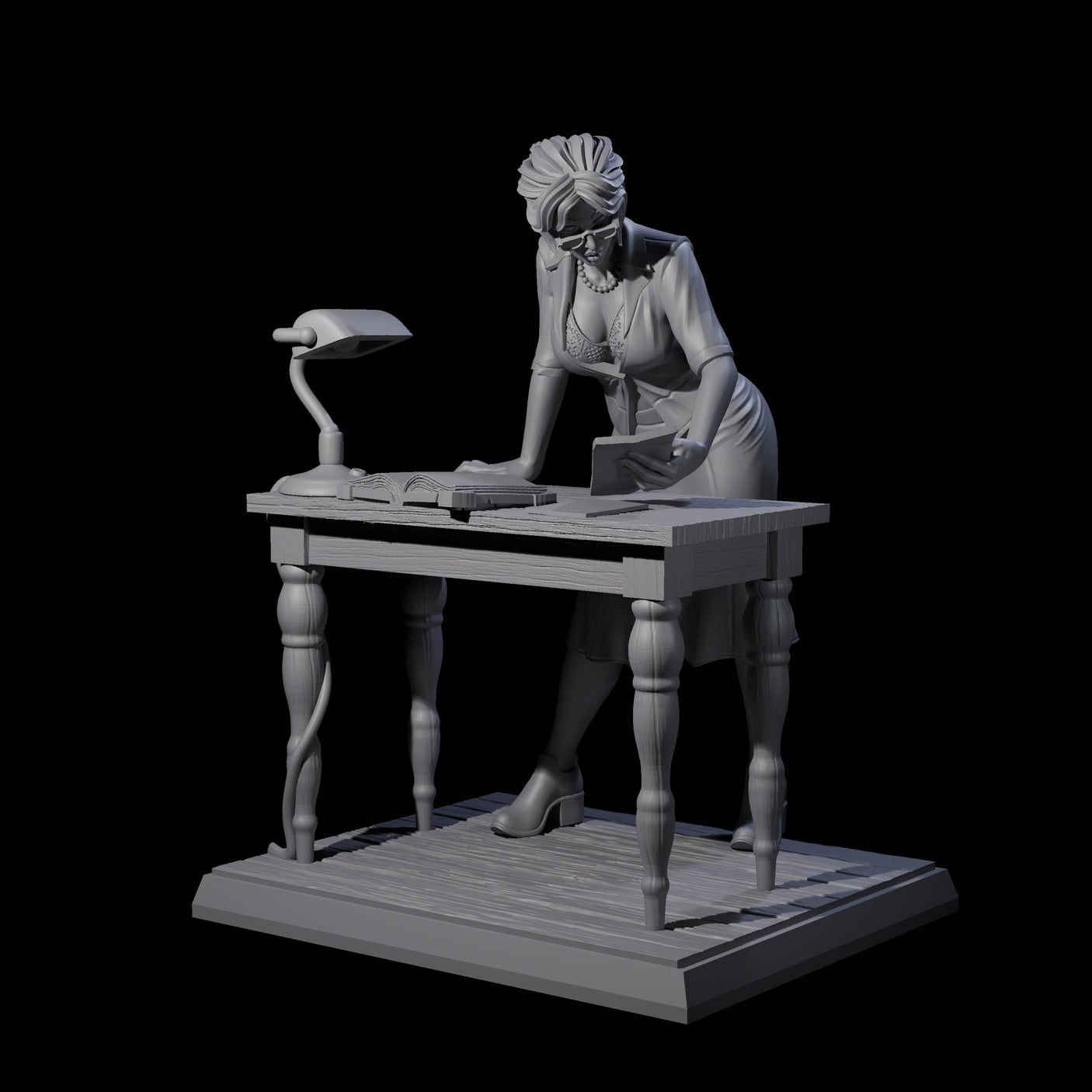 Leaning Over Human Investigator Miniature for Dungeons and Dragons, Pathfinder or other TTRPGs