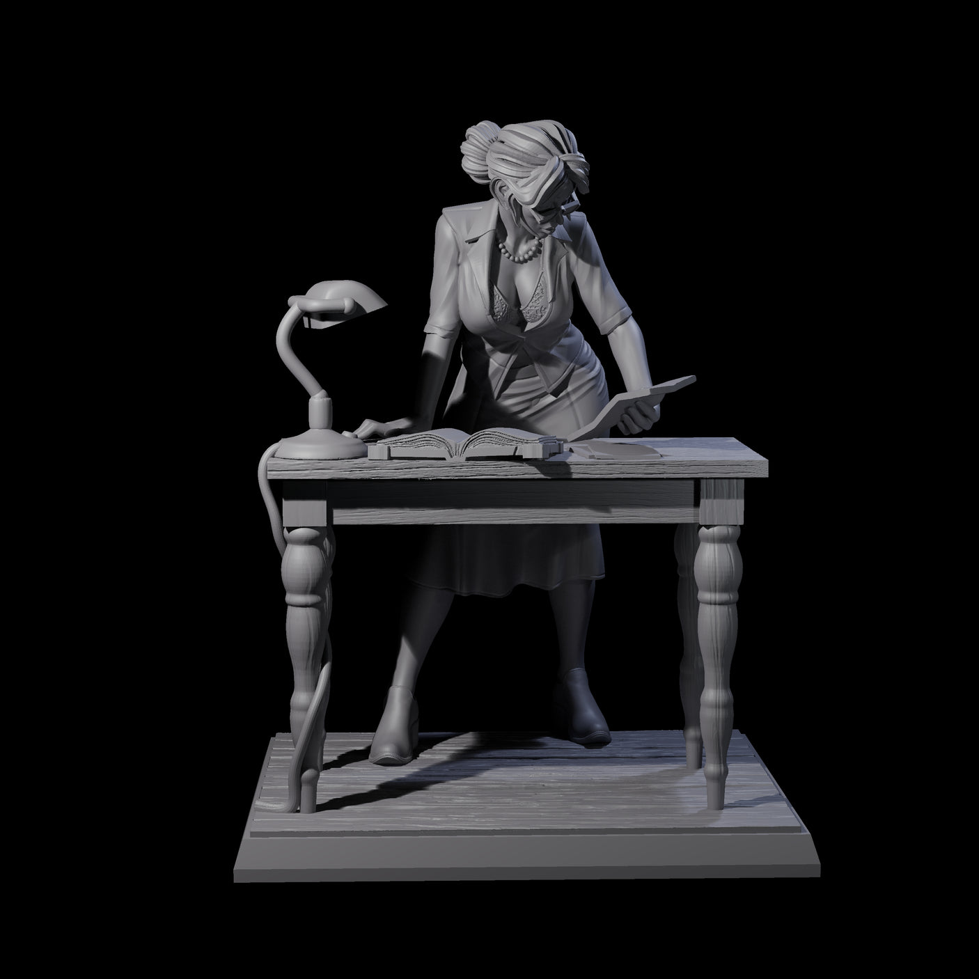 Leaning Over Human Investigator Miniature for Dungeons and Dragons, Pathfinder or other TTRPGs