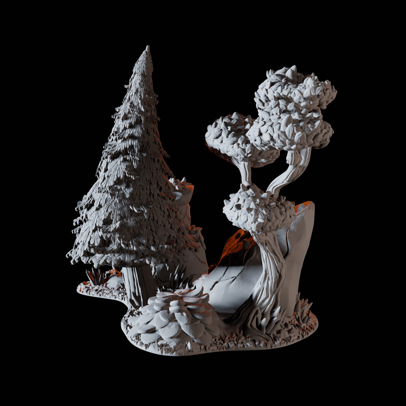 Leaning Pine Tree Miniature for Dungeons and Dragons, Pathfinder or other TTRPGs
